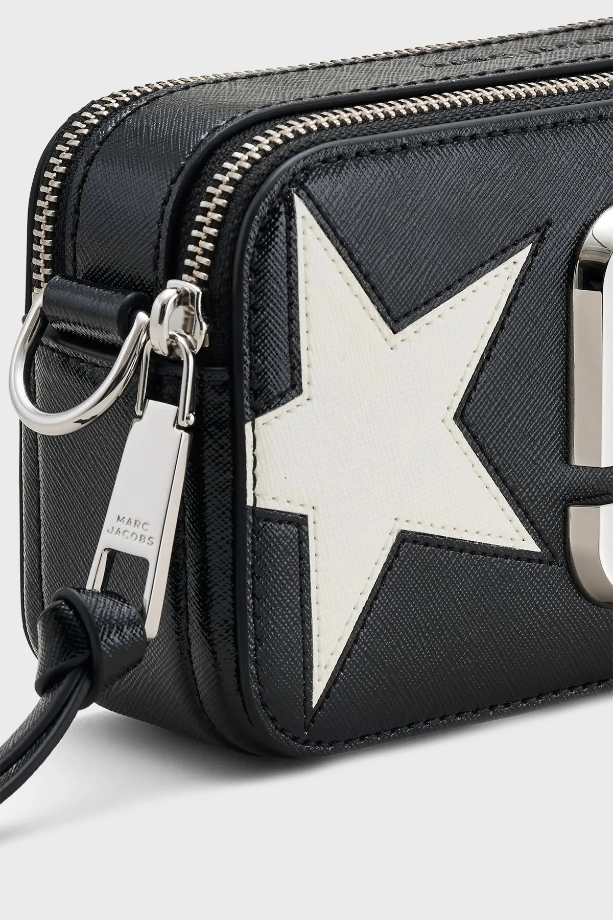 Marc Jacobs Yıldız Desenli Deri Çıkarılabilir Askılı Bayan Çanta 2R4HCR013H02 005 SİYAH-BEYAZ - 11