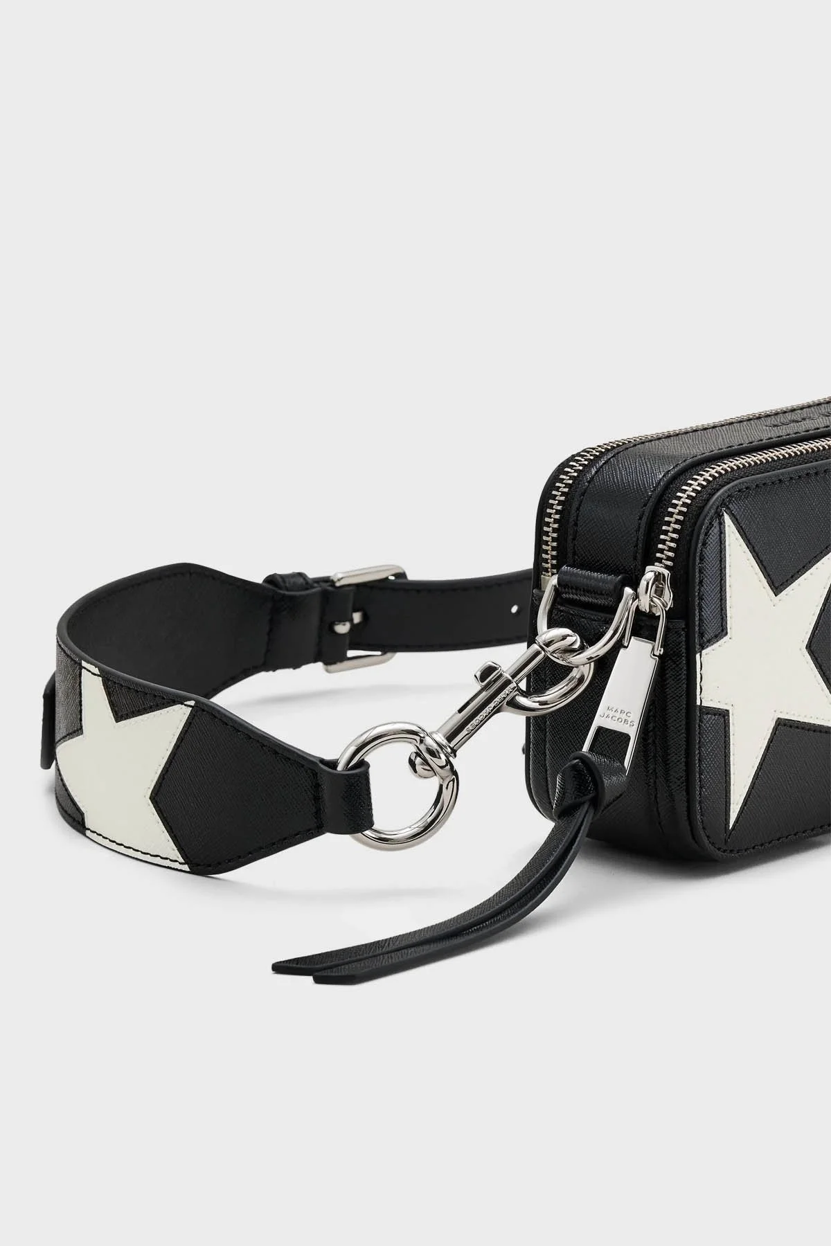 Marc Jacobs Yıldız Desenli Deri Çıkarılabilir Askılı Bayan Çanta 2R4HCR013H02 005 SİYAH-BEYAZ - 12