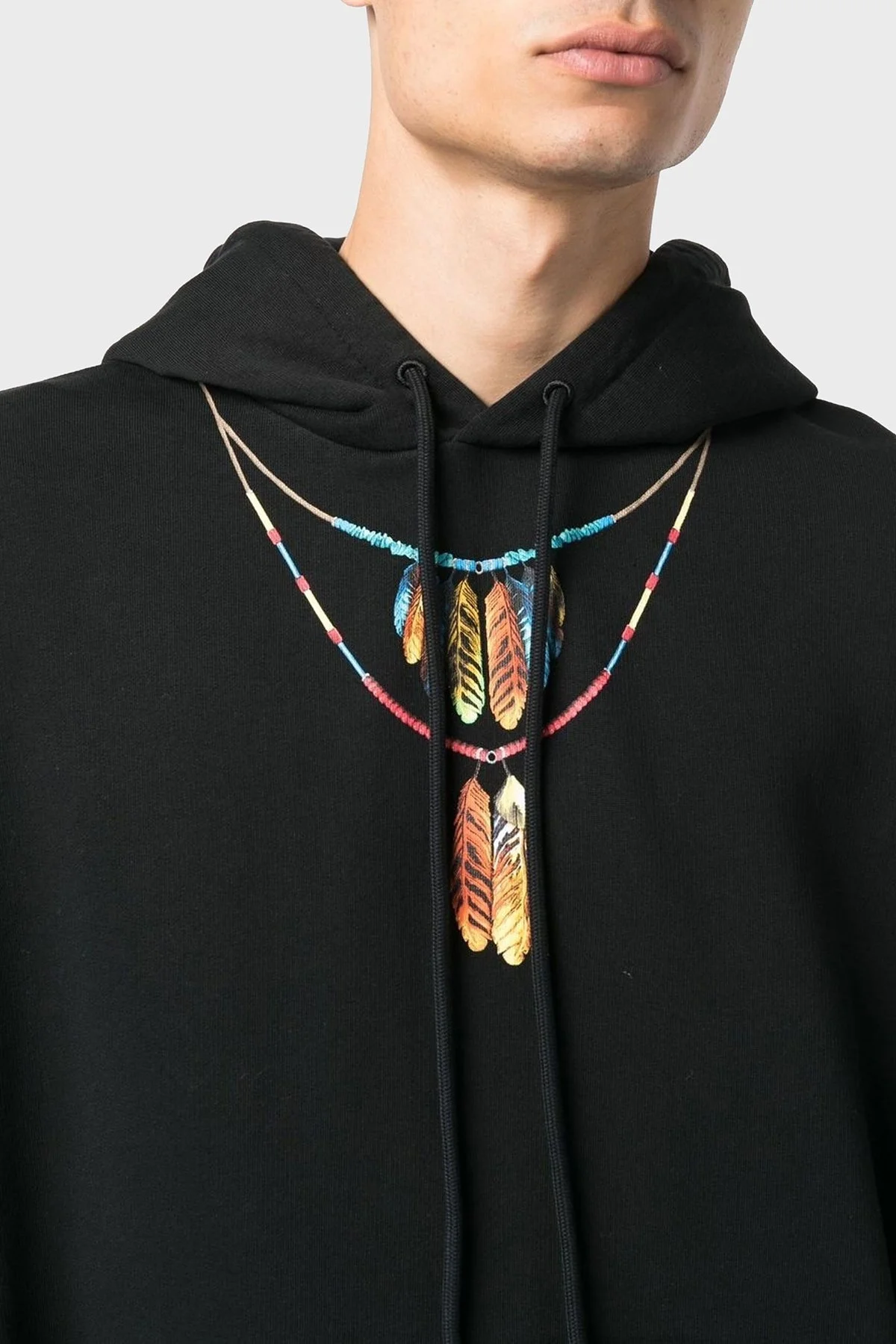 Marcelo Burlon Pamuklu Oversize Kapüşonlu Erkek Sweat CMBB040C99FLE0021025 SİYAH - 9