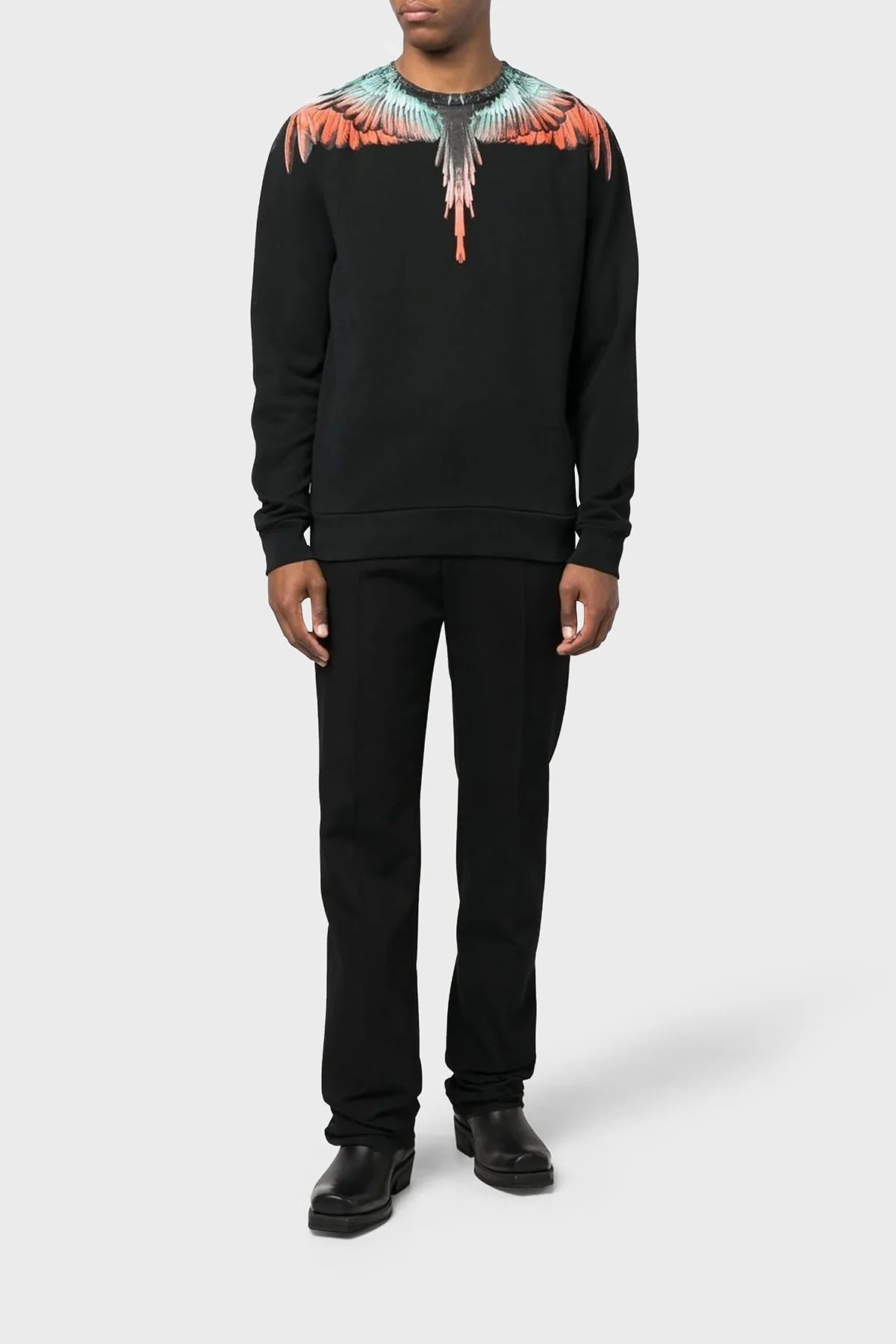 Marcelo Burlon Pamuklu Regular Fit Bisiklet Yaka Erkek Sweat CMBA009S23FLE0011020 SİYAH - 3