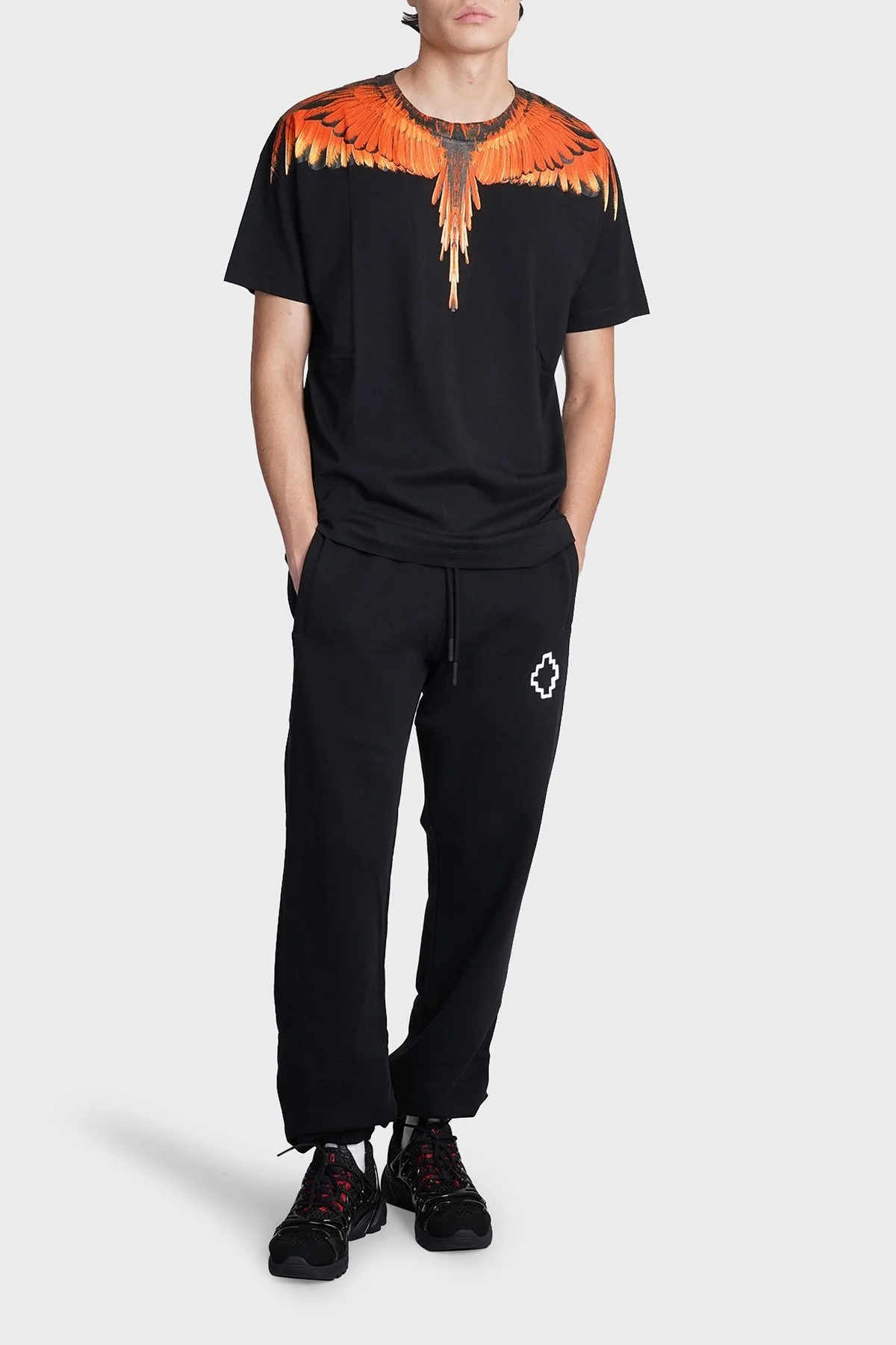 Marcelo Burlon Pamuklu Regular Fit Bisiklet Yaka Erkek T Shirt CMAA018F22JER0011026 SİYAH - 3