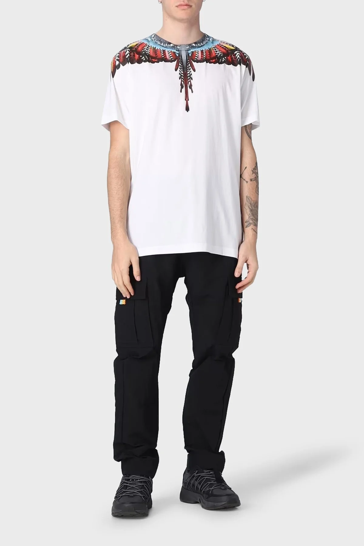 Marcelo Burlon Pamuklu Regular Fit Bisiklet Yaka Erkek T Shirt CMAA018S23JER0020125 BEYAZ - 3
