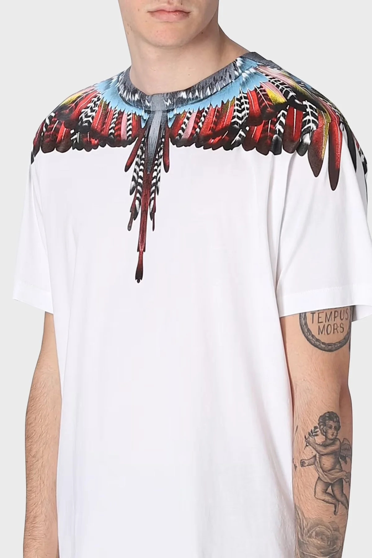 Marcelo Burlon Pamuklu Regular Fit Bisiklet Yaka Erkek T Shirt CMAA018S23JER0020125 BEYAZ - 4
