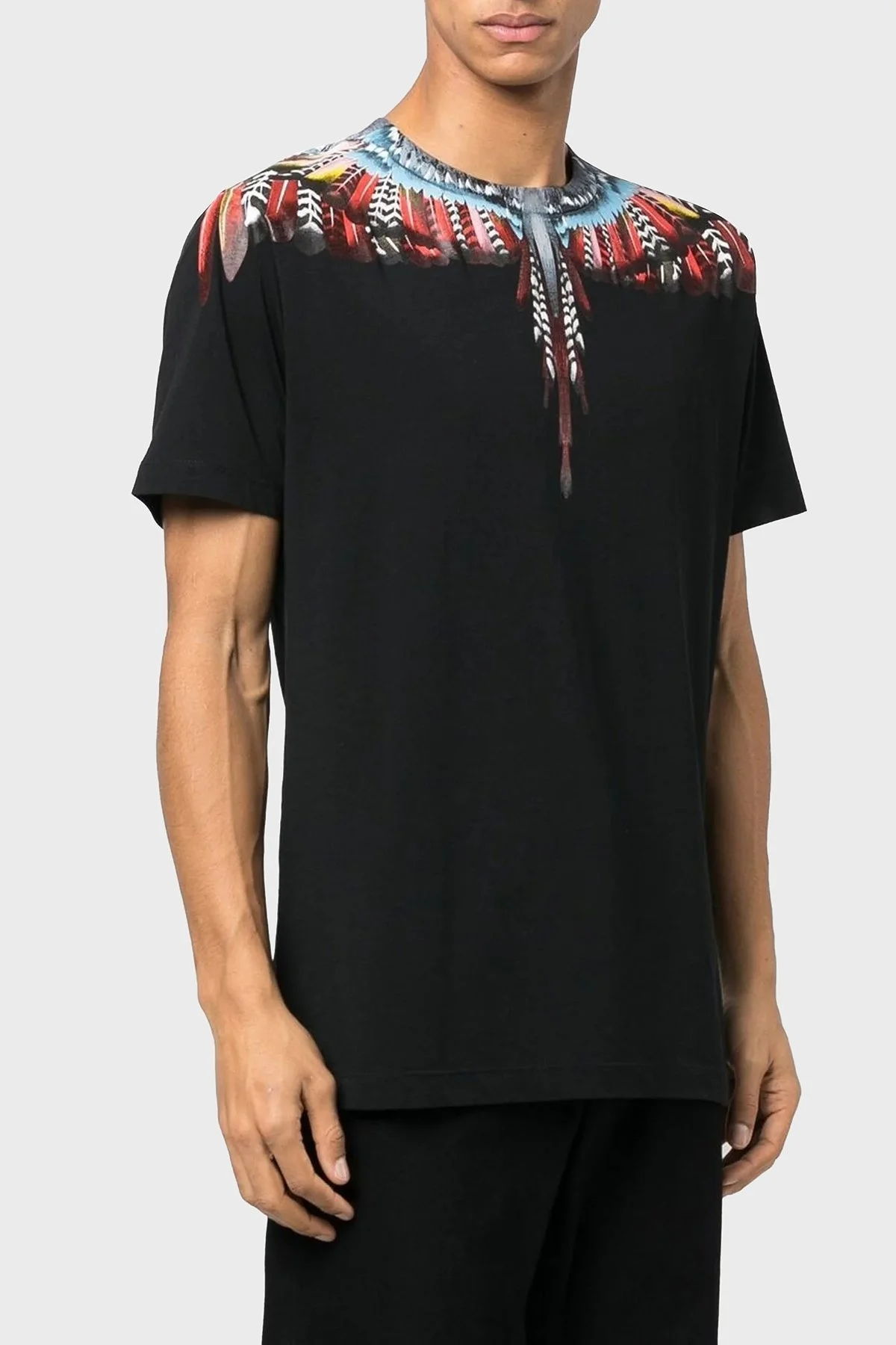 Marcelo Burlon Pamuklu Regular Fit Bisiklet Yaka Erkek T Shirt CMAA018S23JER0021025 SİYAH - 1