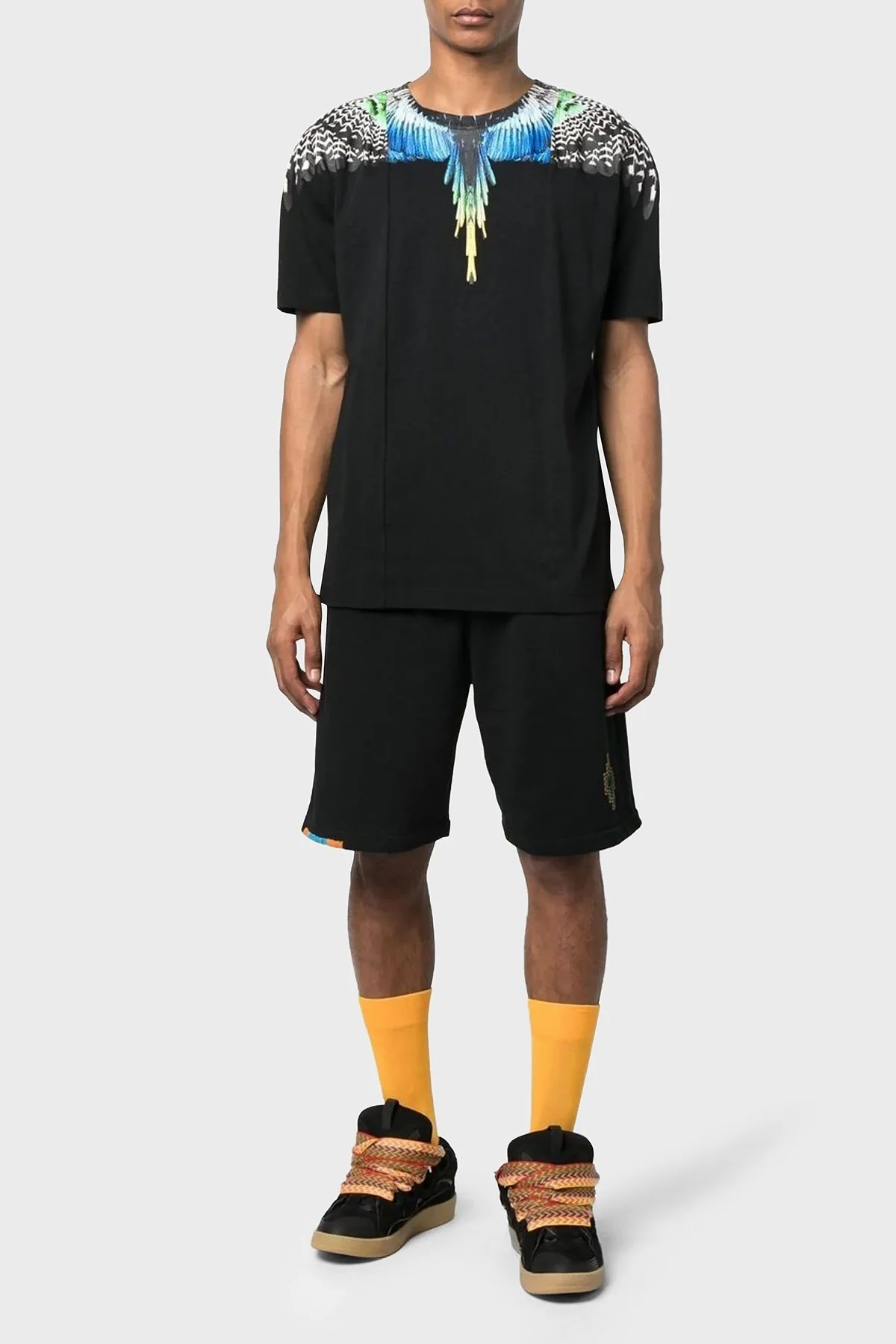 Marcelo Burlon Pamuklu Regular Fit Bisiklet Yaka Erkek T Shirt CMAA018S23JER0061009 SİYAH - 7