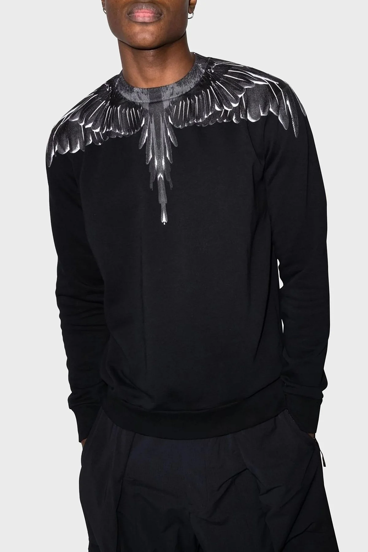 Marcelo Burlon Pamuklu Relaxed Fit Bisiklet Yaka Erkek Sweat CMBA009C99FLE0011010 SİYAH - 1