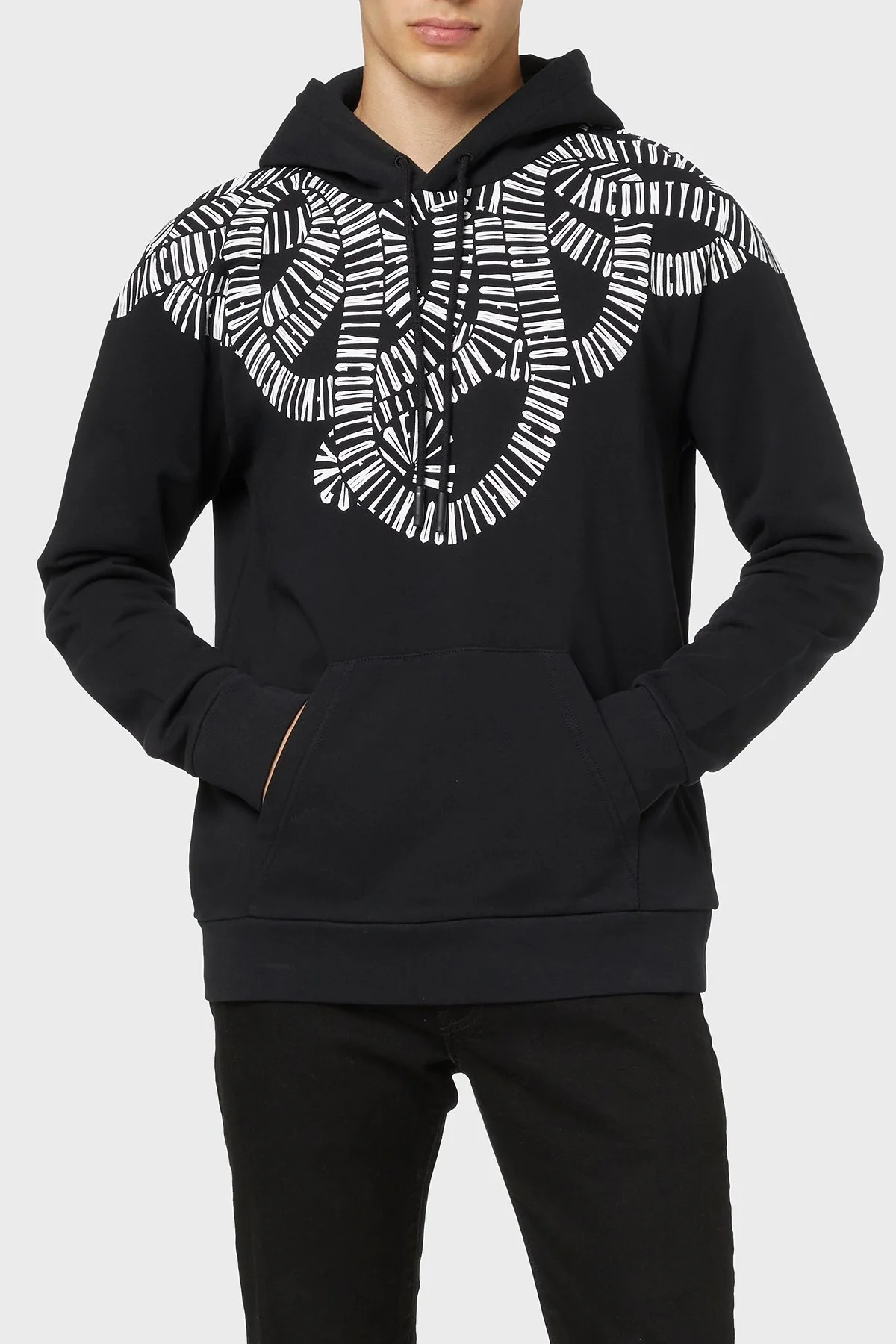 Marcelo Burlon Pamuklu Relaxed Fit Kapüşonlu Erkek Sweat CMBB007F22FLE0041001 SİYAH - 5