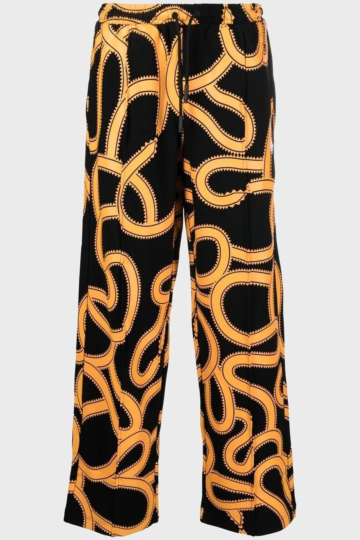 Marcelo Burlon Yılan Desenli Belden Bağlamalı Cepli Relaxed Fit Erkek Pantolon CMCJ001F22JER0011016 SİYAH-TURUNCU - 10