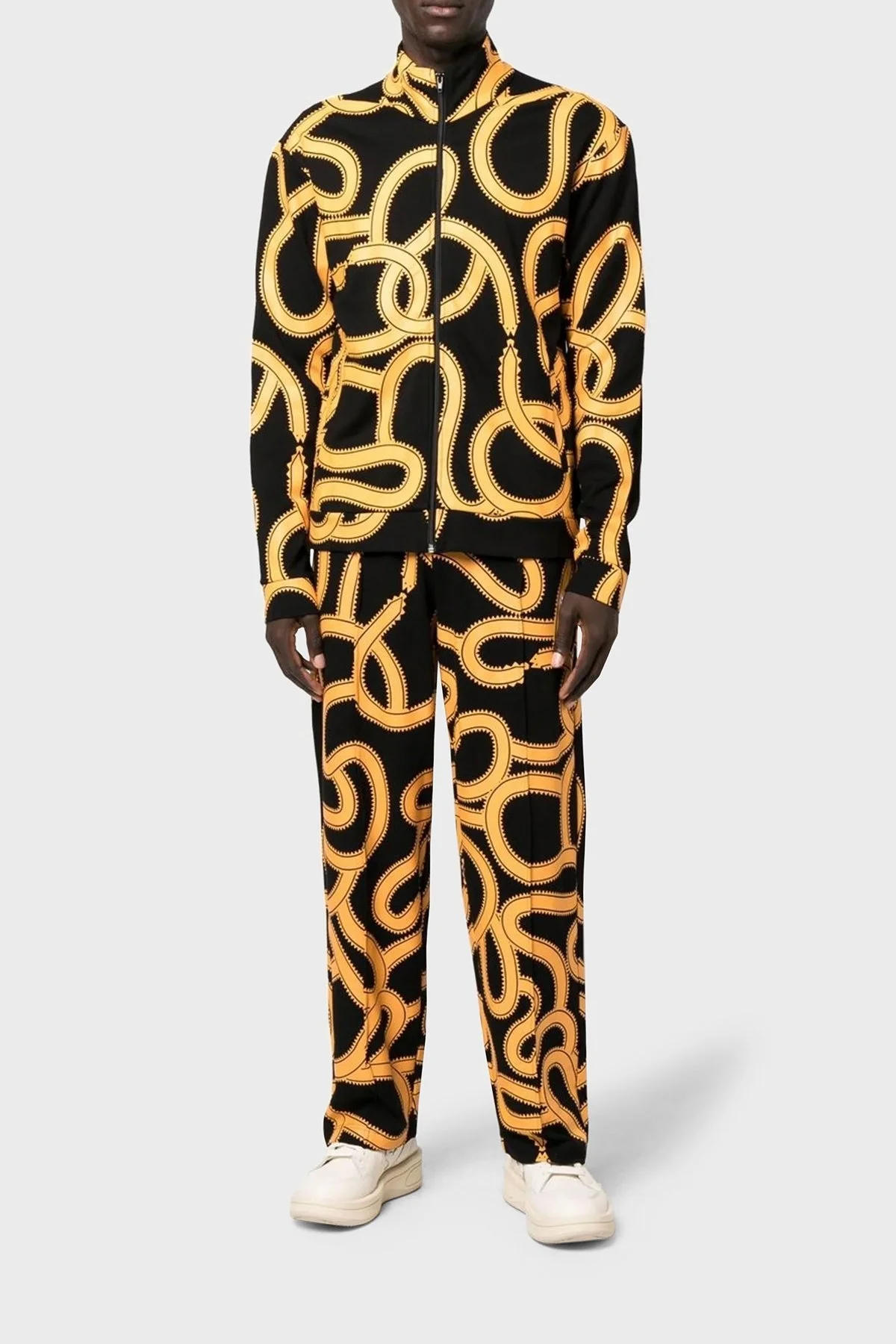 Marcelo Burlon Yılan Desenli Fermuarlı Cepli Dik Yaka Erkek Ceket CMBD007F22JER0011016 SİYAH-TURUNCU - 8