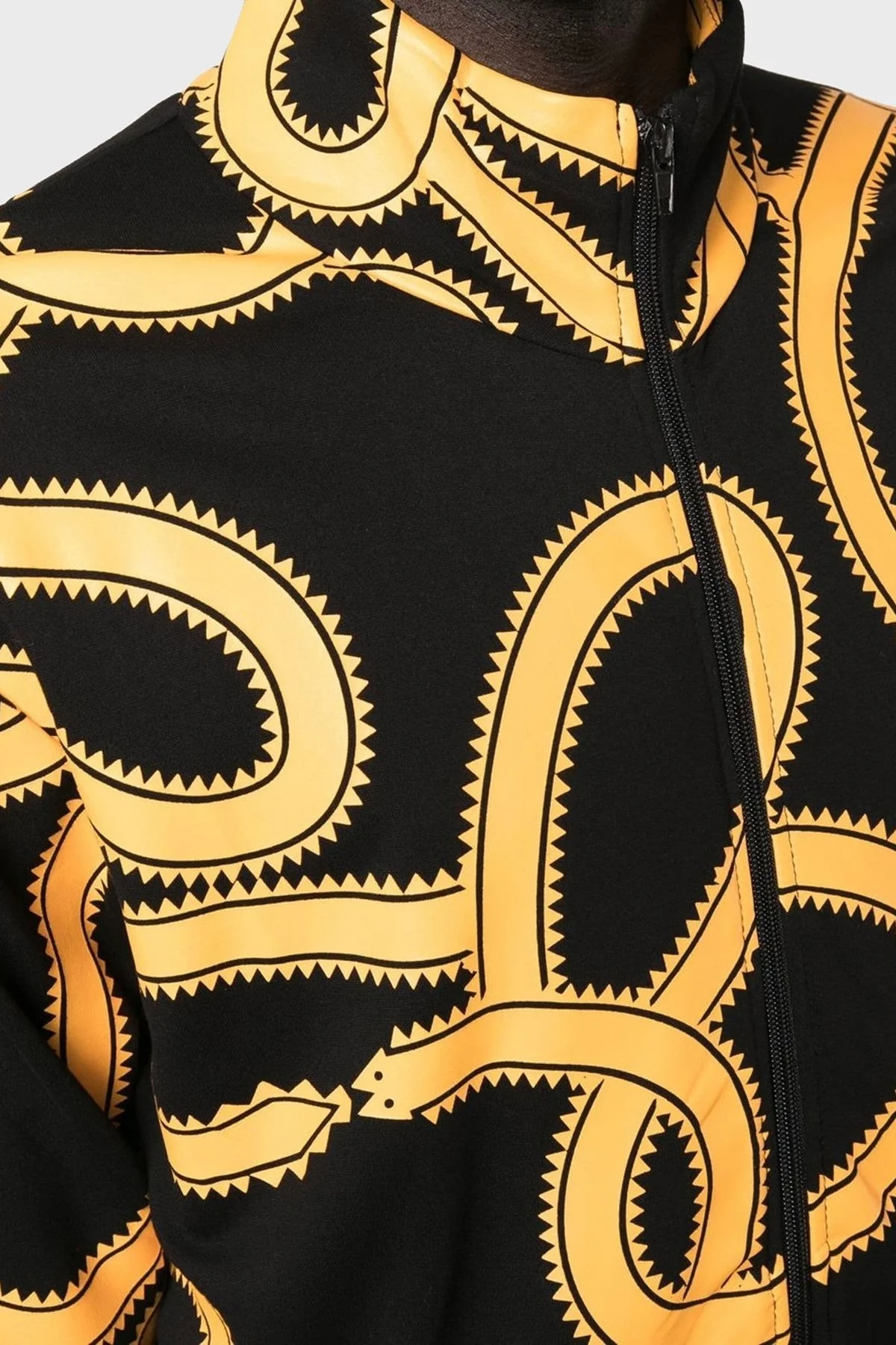 Marcelo Burlon Yılan Desenli Fermuarlı Cepli Dik Yaka Erkek Ceket CMBD007F22JER0011016 SİYAH-TURUNCU - 9