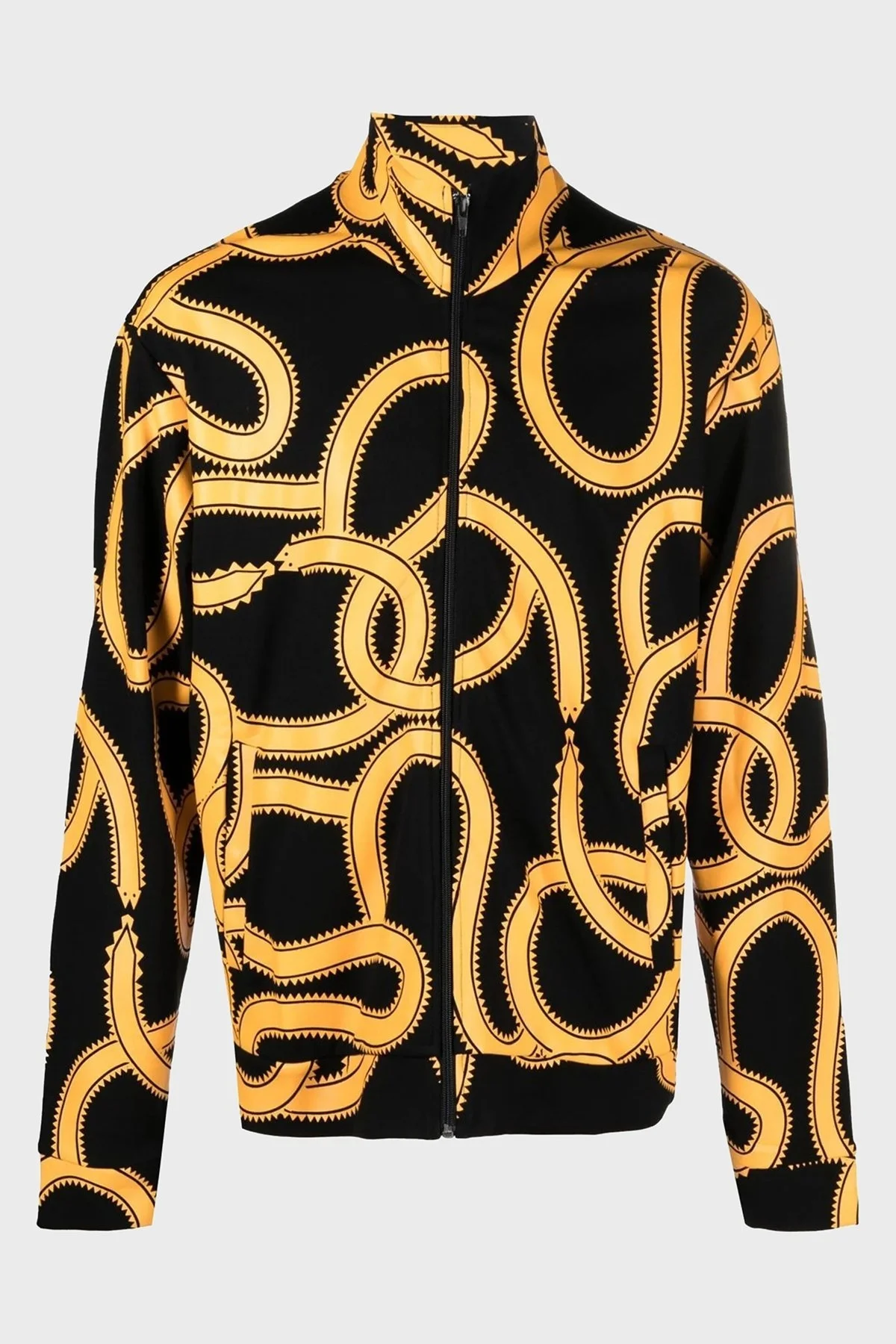 Marcelo Burlon Yılan Desenli Fermuarlı Cepli Dik Yaka Erkek Ceket CMBD007F22JER0011016 SİYAH-TURUNCU - 10