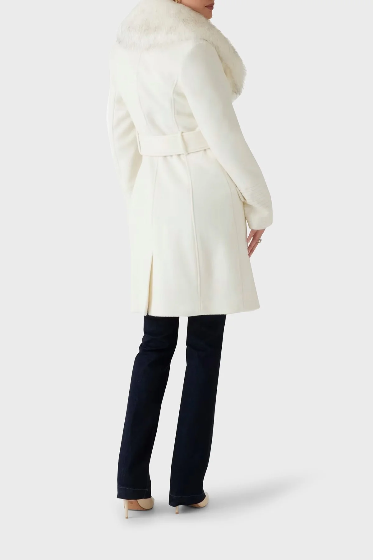 Marciano by Guess Loreta Yün Karışımlı Regular Fit Kemerli Peluş Yaka 4BGL041799Z Bayan Kaban 4BGL04 1799Z F1AB EKRU - 3