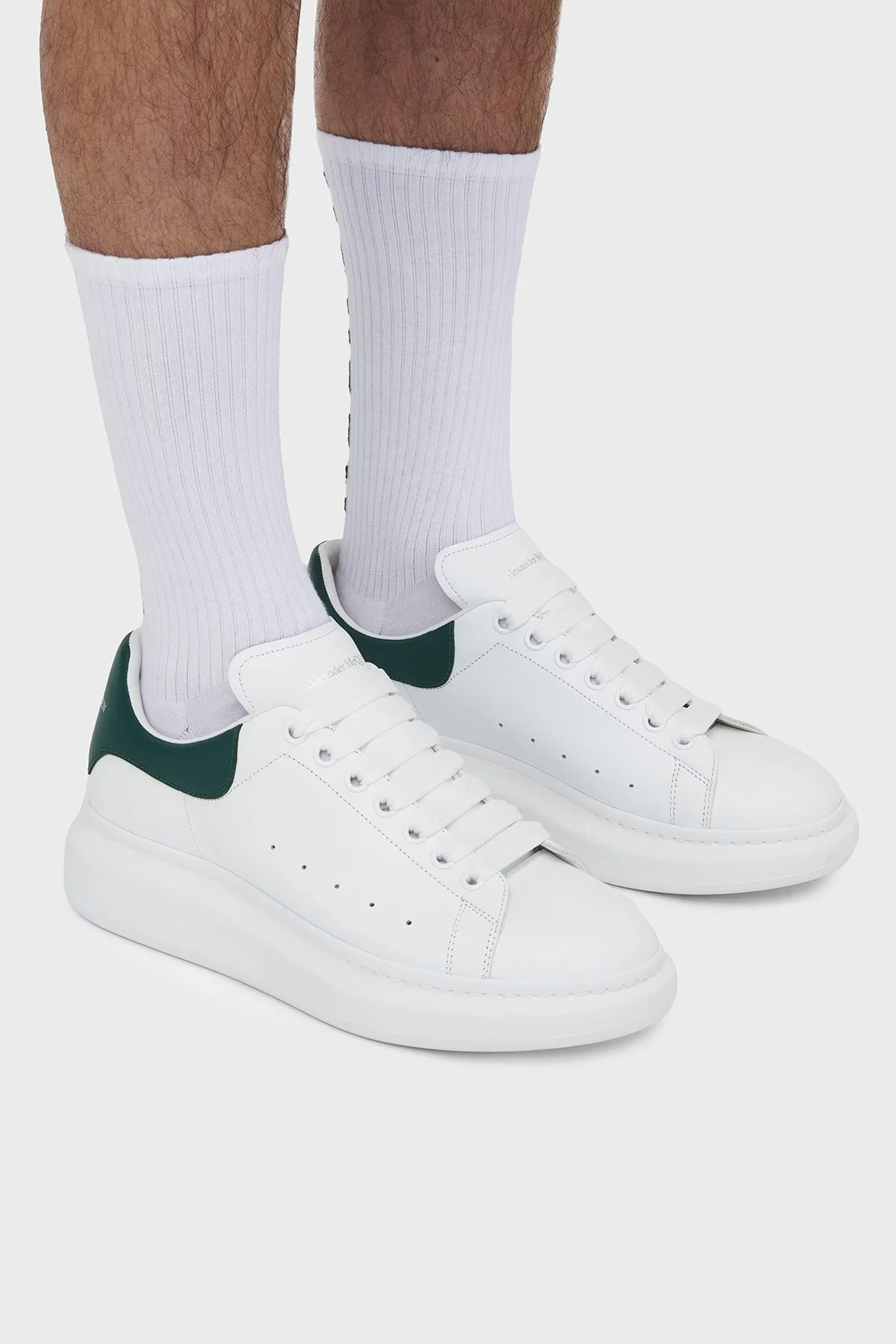 McQueen Deri Logolu Kalın Taban Sneaker Erkek Ayakkabı 553680WIAEE 9197 BEYAZ - 2