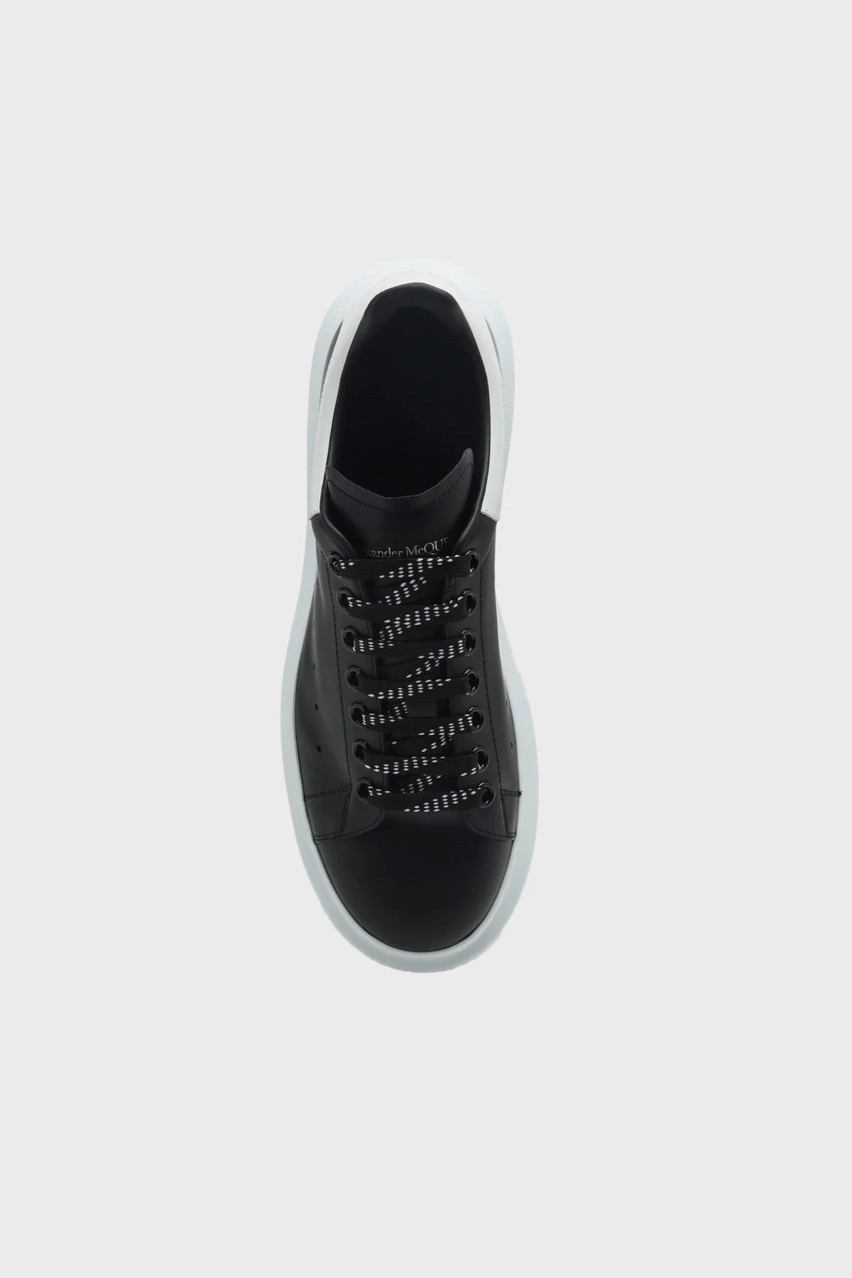 McQueen Logolu Deri Sneaker Erkek Ayakkabı 553680WIEEN 1070 SİYAH-BEYAZ - 3