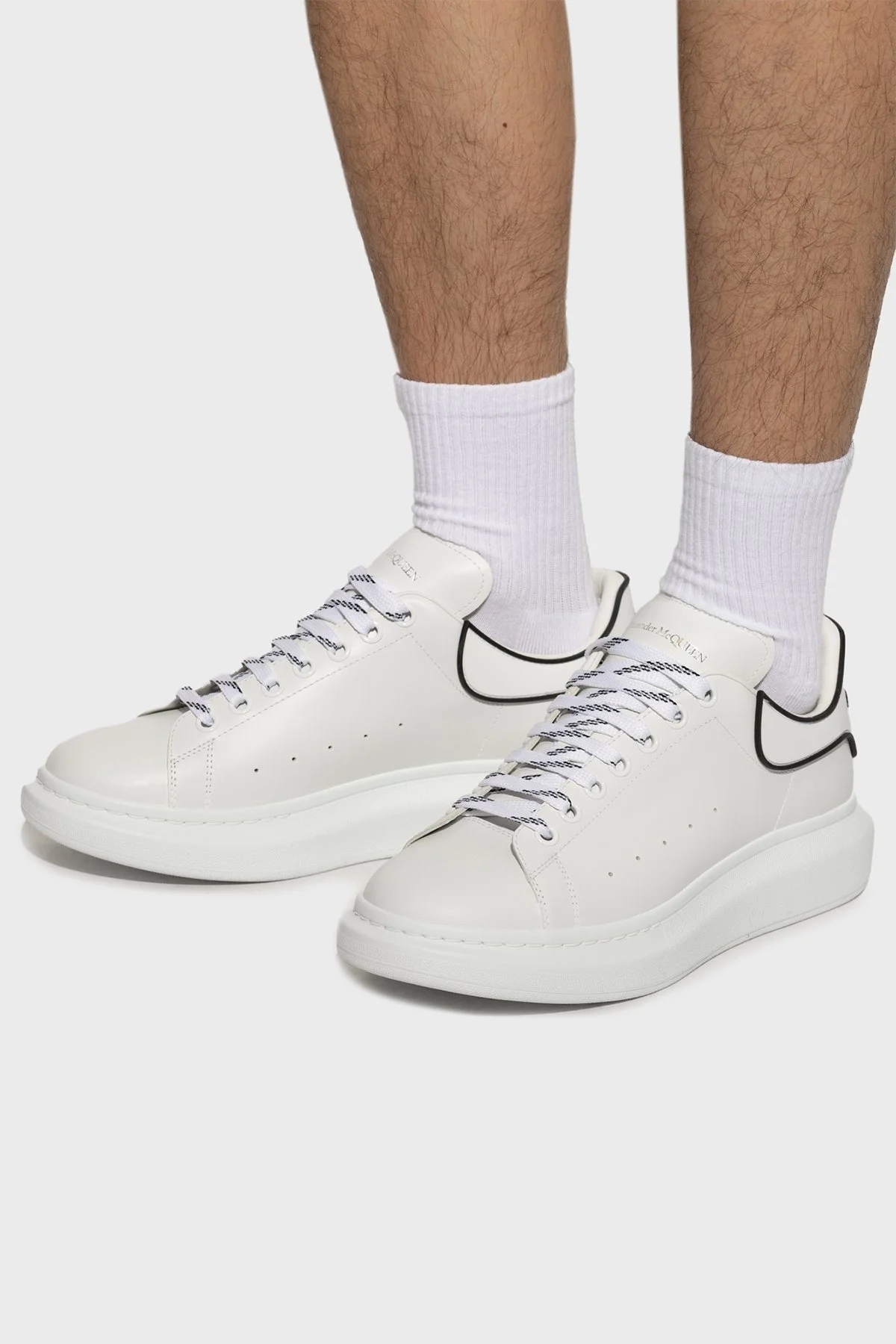 McQueen Logolu Deri Sneaker Erkek Ayakkabı 625156WIEEQ 9074 BEYAZ - 2