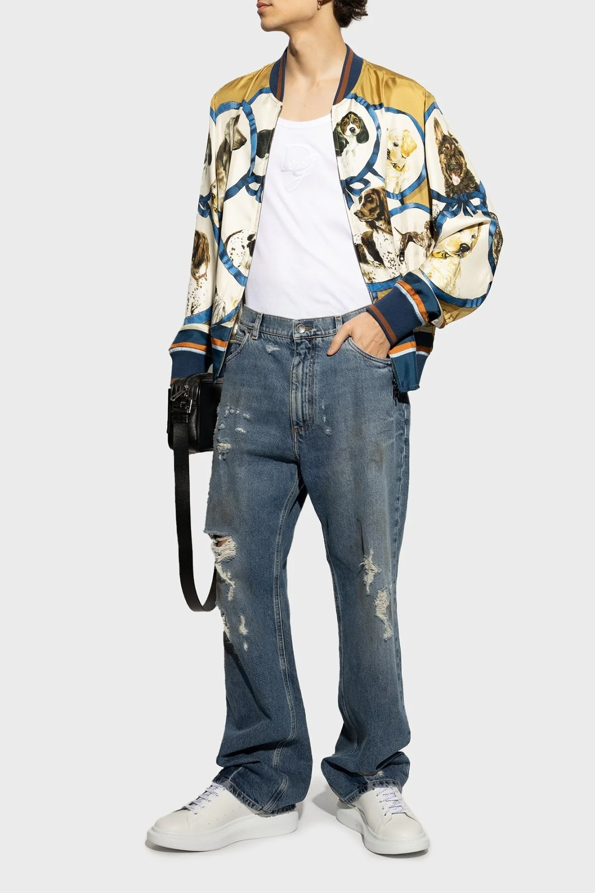 McQueen Logolu Hakiki Deri Kalın Taban Sneaker Erkek Ayakkabı 553680WIEF1 9086 BEYAZ-LACİVERT - 2