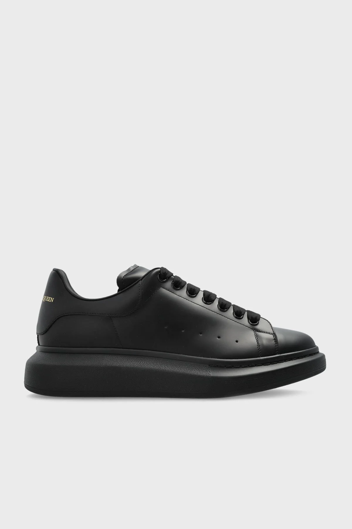 McQueen Logolu Hakiki Deri Kalın Taban Sneaker Erkek Ayakkabı 553680WWAAN 1002 Siyah - 1