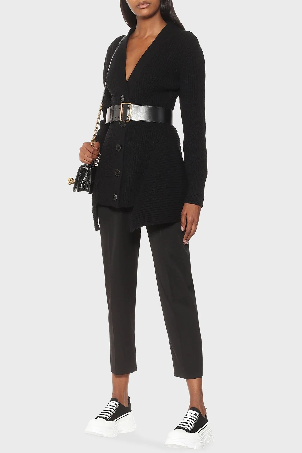 McQueen Pamuklu Kalın Tabanlı Sneaker Bayan Ayakkabı 697072W4AAQ 1070 SİYAH-BEYAZ - 6