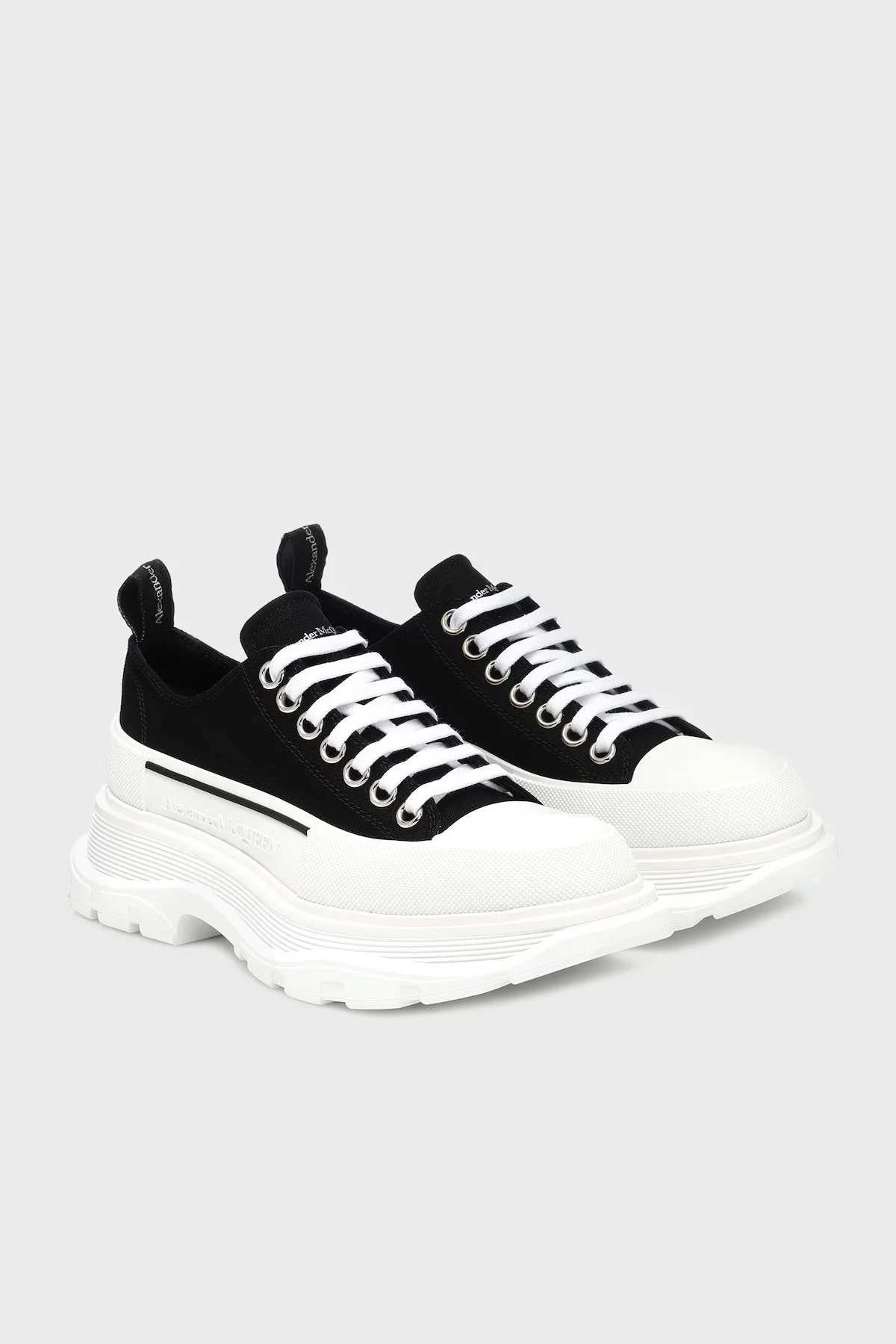 McQueen Pamuklu Kalın Tabanlı Sneaker Kadın Ayakkabı 697072W4AAQ 1070 SİYAH-BEYAZ - 3