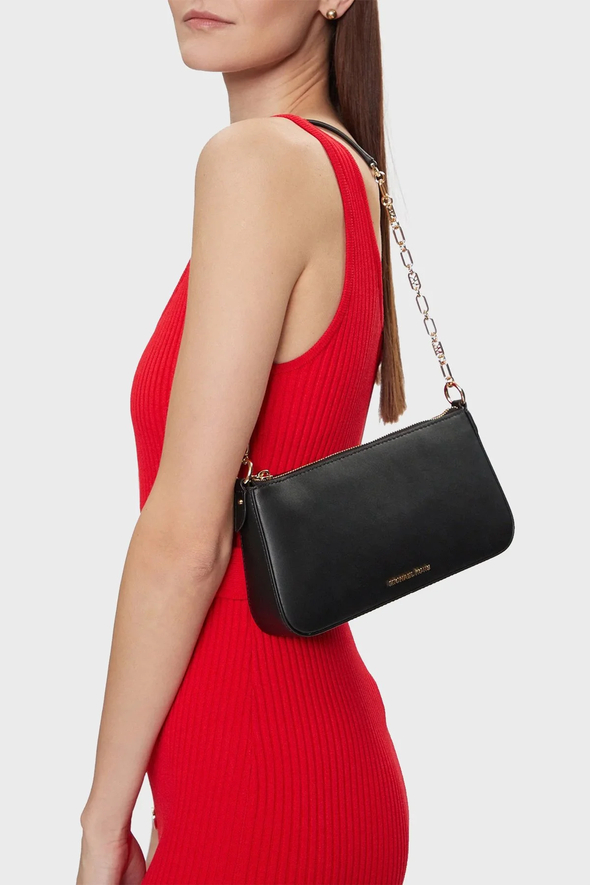 Michael Kors % 100 Deri Logolu Zincir Askılı 32H3G8EW6L001 Kadın Çanta 32H3G8EW6L 001 SİYAH - 2