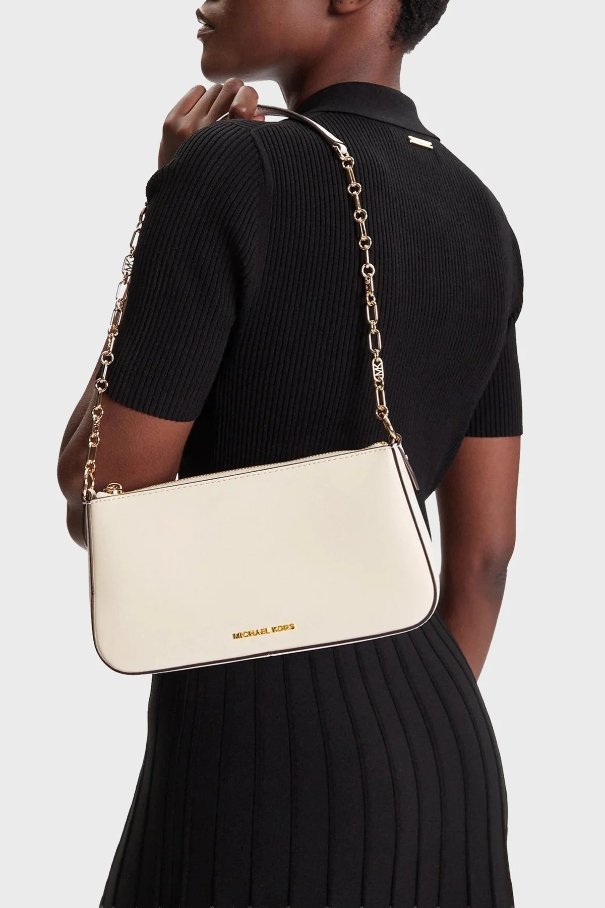 Michael Kors % 100 Deri Logolu Zincir Askılı 32H3G8EW6L289 Bayan Çanta 32H3G8EW6L 289 KREM - 2