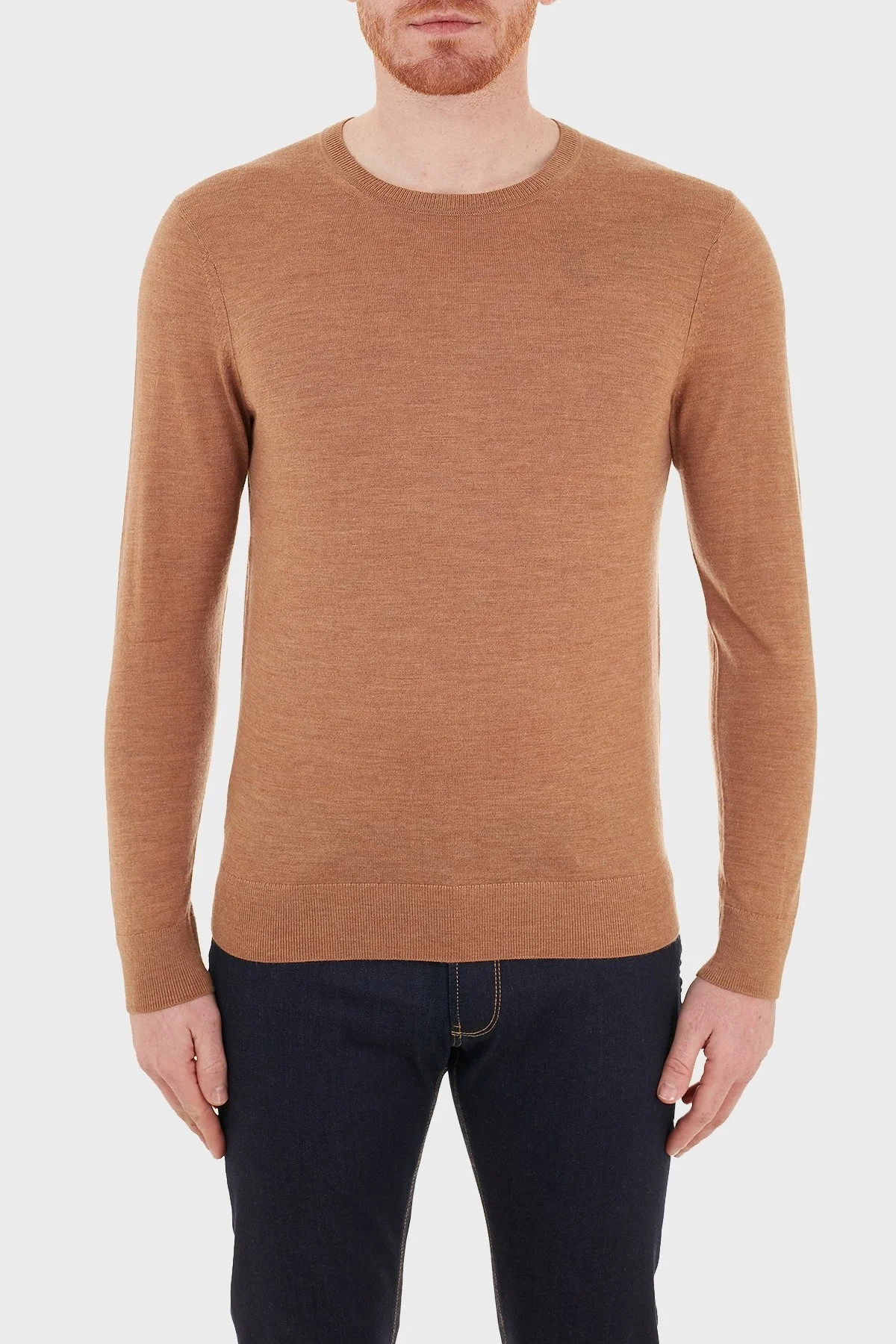 Michael Kors % 100 Yünlü Bisiklet Yaka CF06L4K2DG209 Erkek Kazak CF06L4K2DG 209 CAMEL - 1