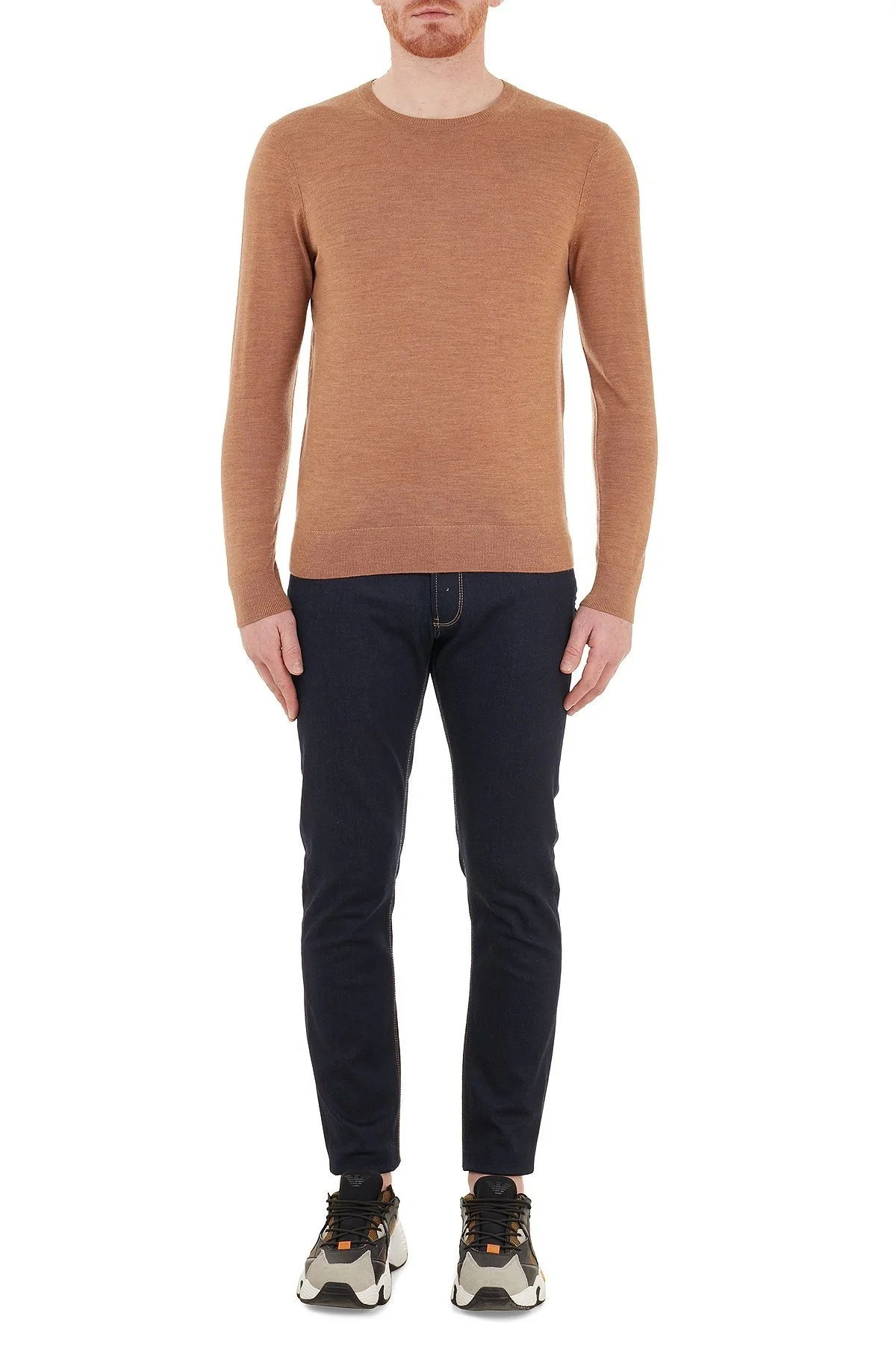 Michael Kors % 100 Yünlü Bisiklet Yaka CF06L4K2DG209 Erkek Kazak CF06L4K2DG 209 CAMEL - 4