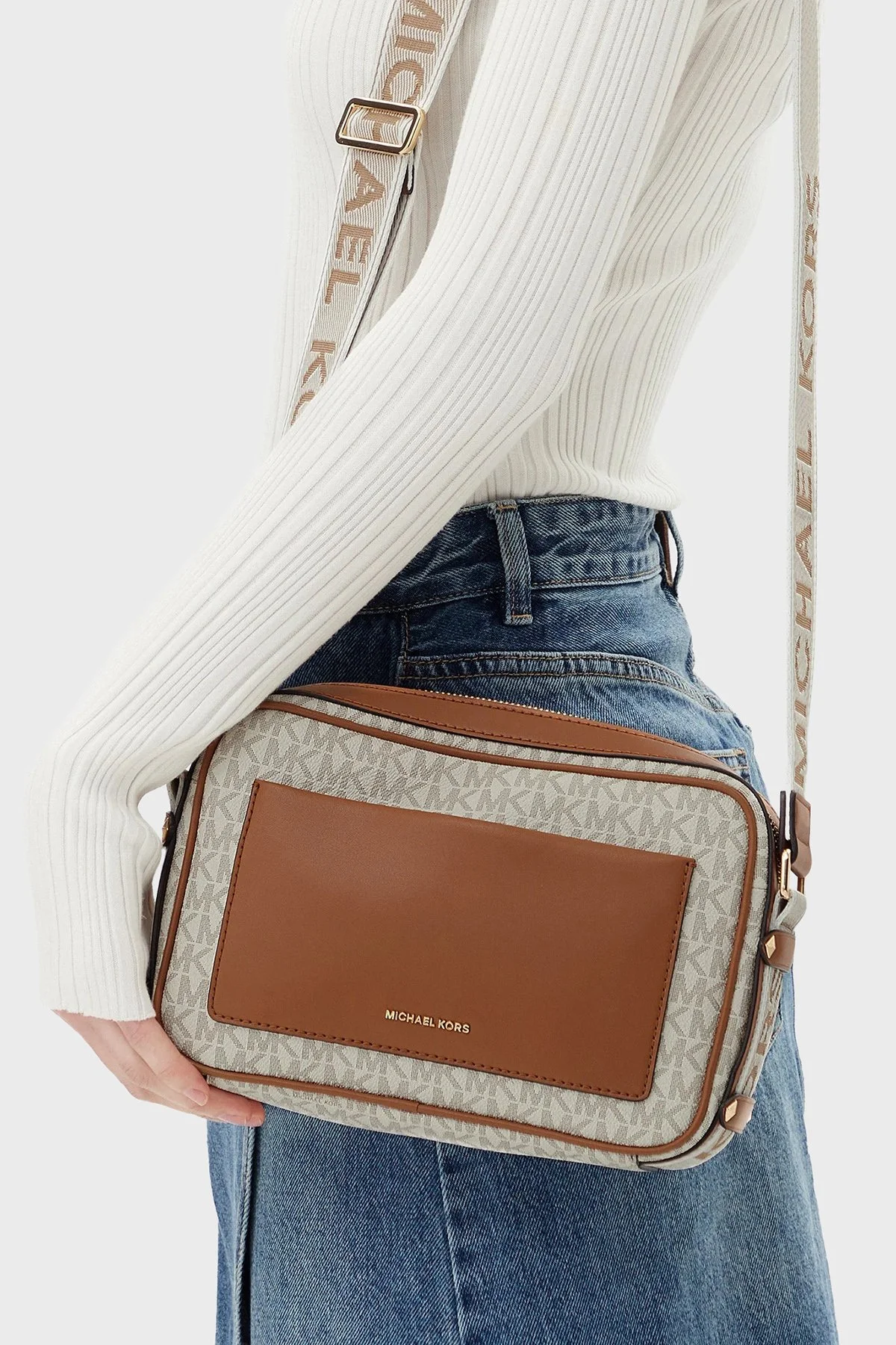 Michael Kors 4G Logo Baskılı Ayarlanabilir Askılı 32R5G5VC9B149 Kadın Çanta 32R5G5VC9B 149 EKRU - 2