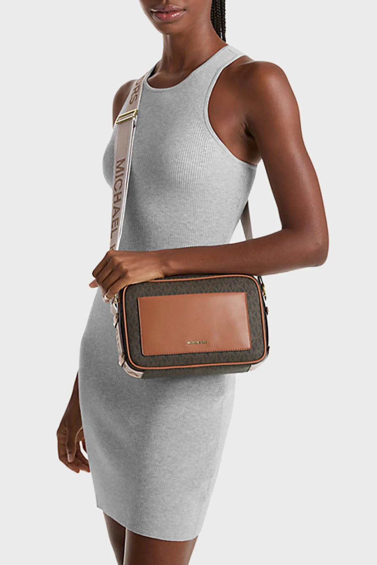 Michael Kors 4G Logo Baskılı Ayarlanabilir Askılı 32R5G5VC9B252 Kadın Çanta 32R5G5VC9B 252 Kahve - 2