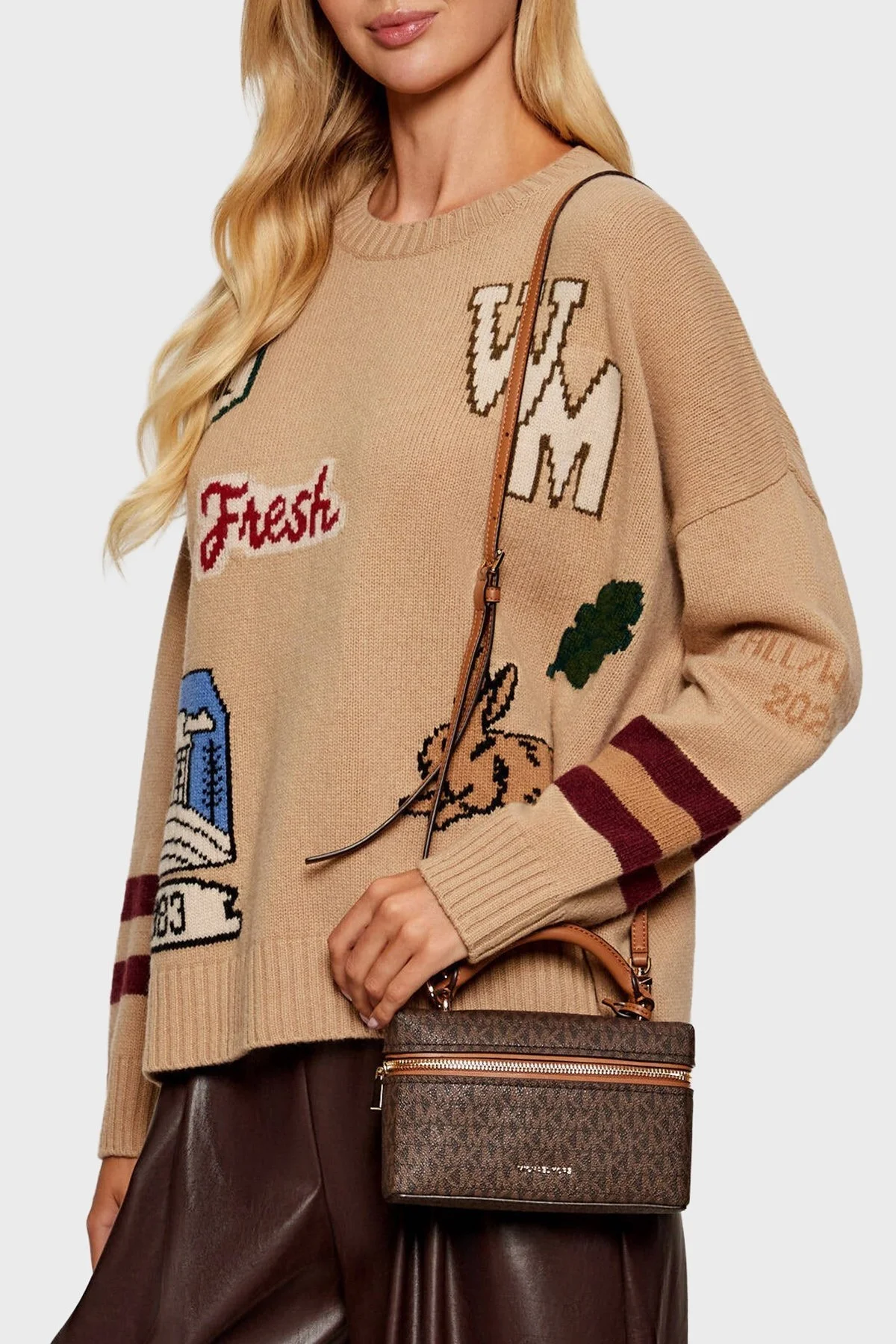 Michael Kors 4G Logo Baskılı Çıkarılabilir Askılı Small 32F5GQ1C0B252 Bayan Çanta 32F5GQ1C0B 252 KAHVE - 2