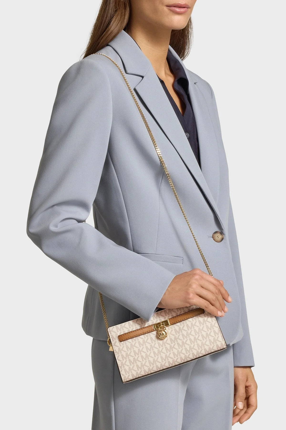 Michael Kors 4G Logo Baskılı Çıkarılabilir Zincir Askılı Small 32F5GNXC0B149 Bayan Çanta 32F5GNXC0B 149 EKRU - 2