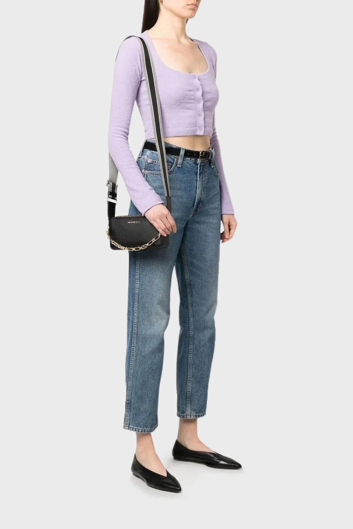 Michael Kors Deri Çift Fermuarlı Jet Set Küçük Çakıllı 32S3GJ6C1L001 Bayan Çanta 32S3GJ6C1L 001 SİYAH - 2