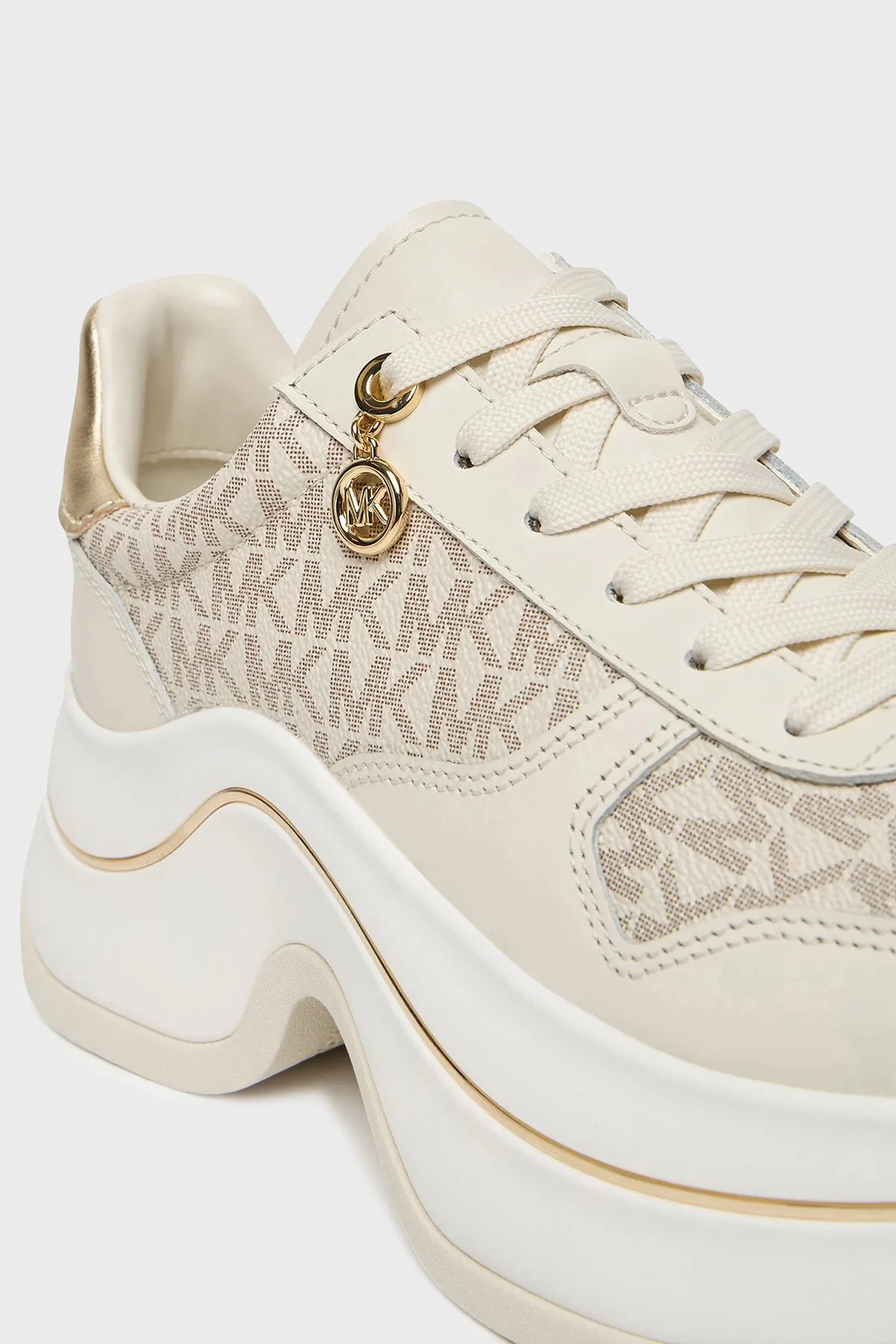 Michael Kors Deri Karışımlı Kalın Tabanlı Logolu Sneaker 43F5ARFS2L150 Bayan Ayakkabı 43F5ARFS2L 150 EKRU - 6