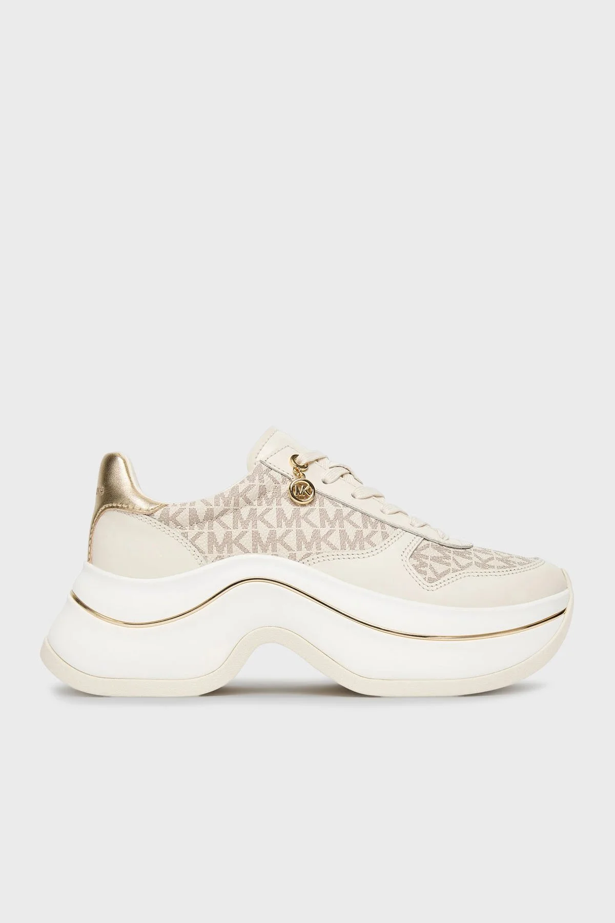 Michael Kors Deri Karışımlı Kalın Tabanlı Logolu Sneaker 43F5ARFS2L150 Kadın Ayakkabı 43F5ARFS2L 150 EKRU - 1