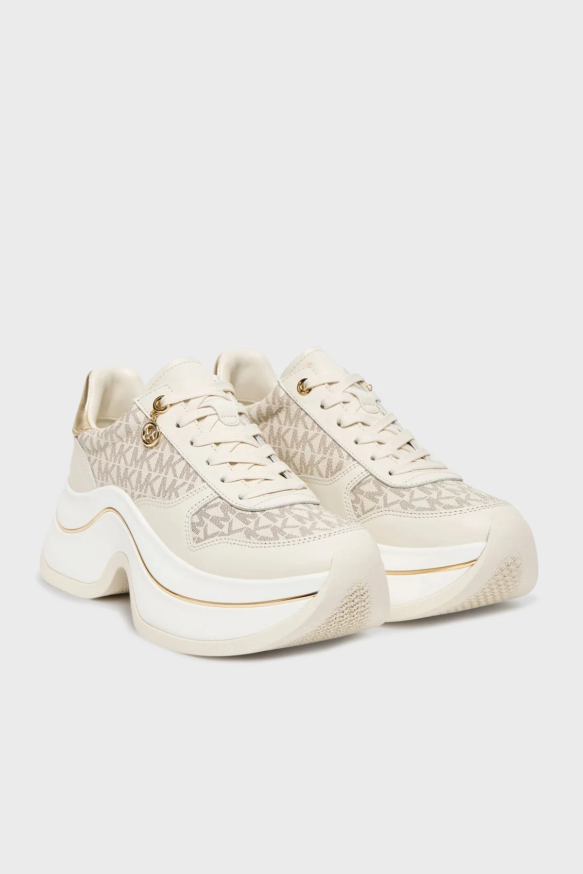 Michael Kors Deri Karışımlı Kalın Tabanlı Logolu Sneaker 43F5ARFS2L150 Kadın Ayakkabı 43F5ARFS2L 150 EKRU - 2