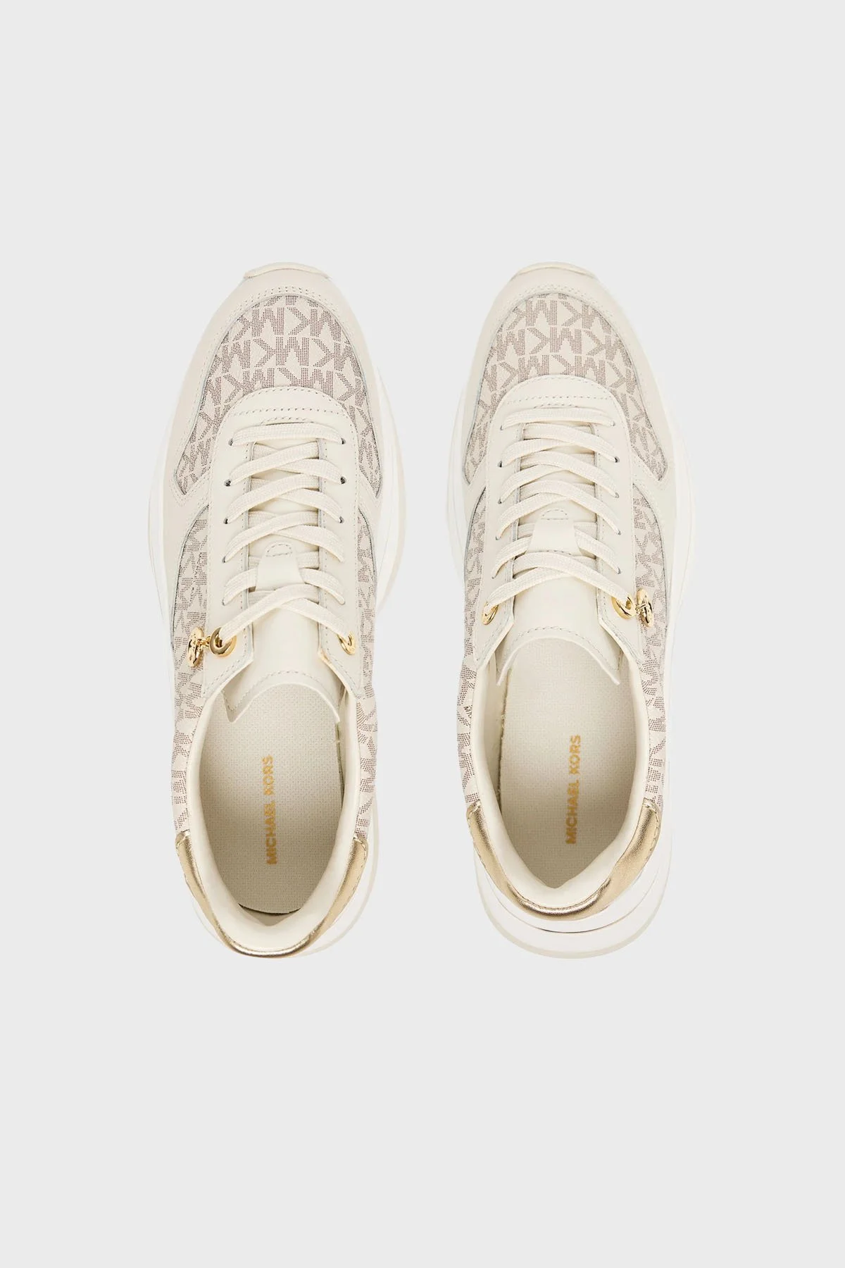 Michael Kors Deri Karışımlı Kalın Tabanlı Logolu Sneaker 43F5ARFS2L150 Kadın Ayakkabı 43F5ARFS2L 150 EKRU - 3