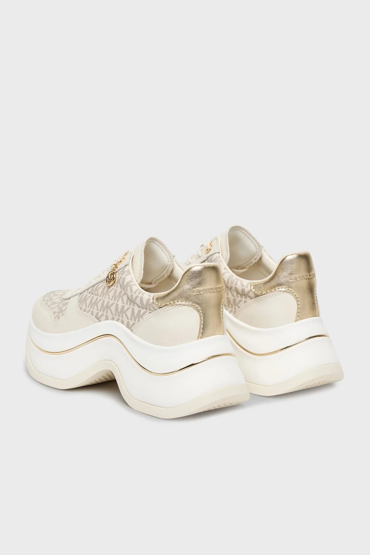 Michael Kors Deri Karışımlı Kalın Tabanlı Logolu Sneaker 43F5ARFS2L150 Kadın Ayakkabı 43F5ARFS2L 150 EKRU - 4