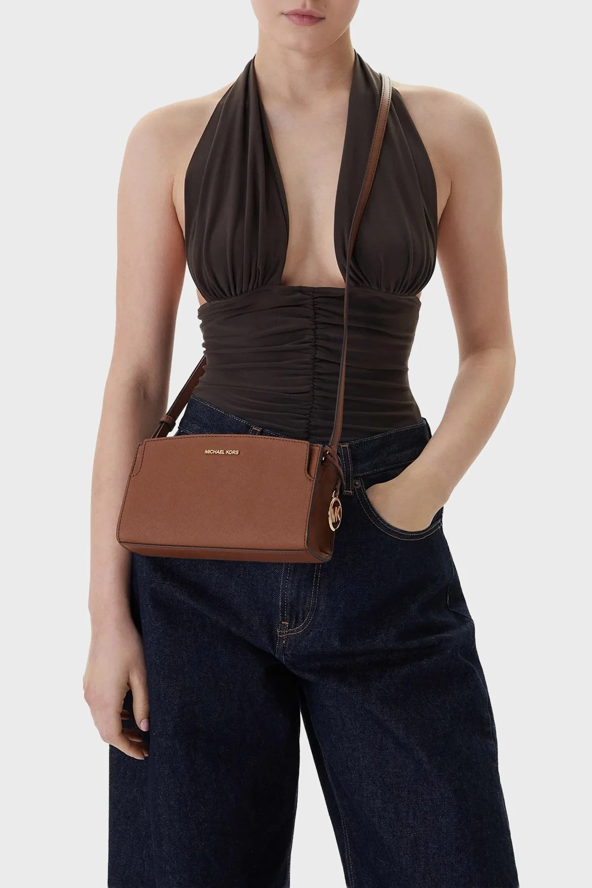 Michael Kors Deri Logolu Ayarlanabilir Askılı 32R6GQ6C1L 230 Kadın Çanta 32R6GQ6C1L 230 TABA - 2