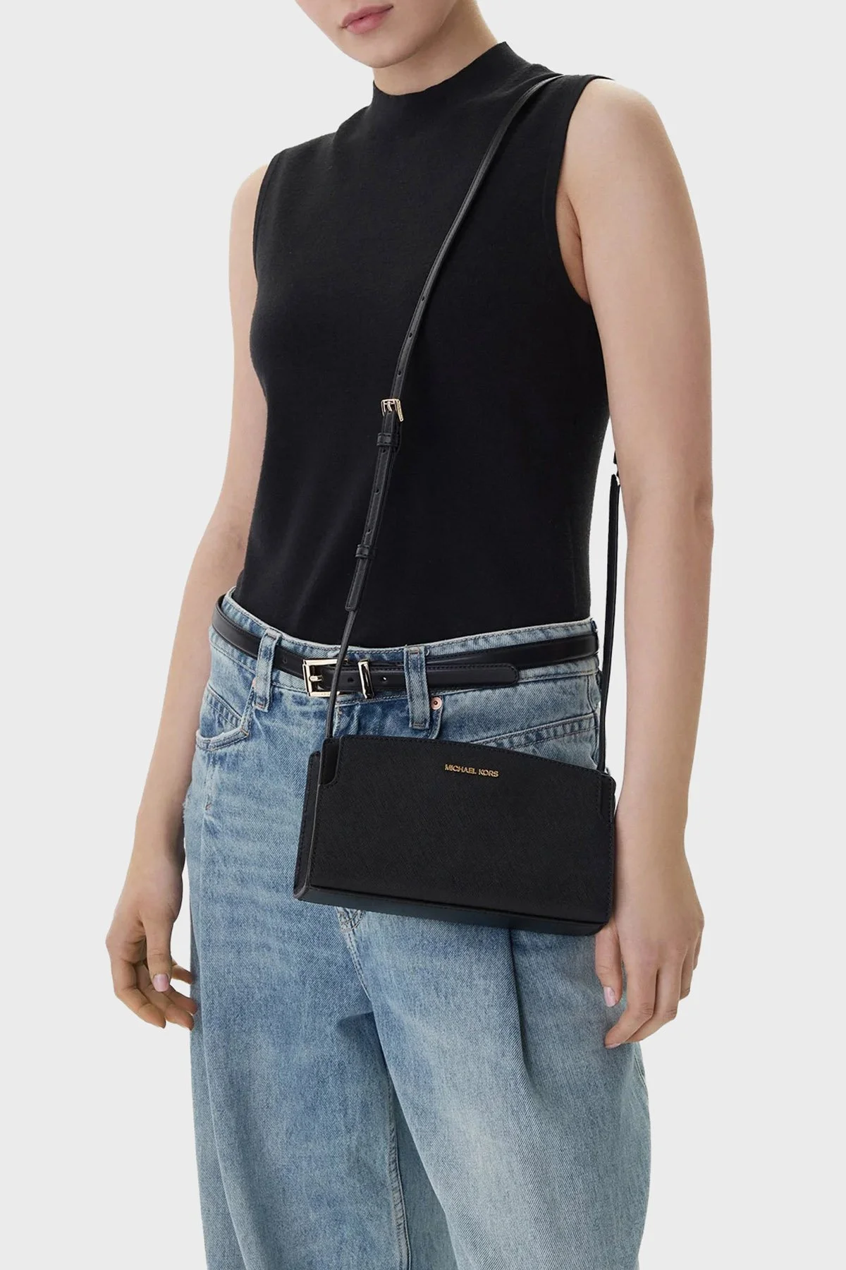 Michael Kors Deri Logolu Ayarlanabilir Askılı 32R6GQ6C1L001 Kadın Çanta 32R6GQ6C1L 001 SİYAH - 2