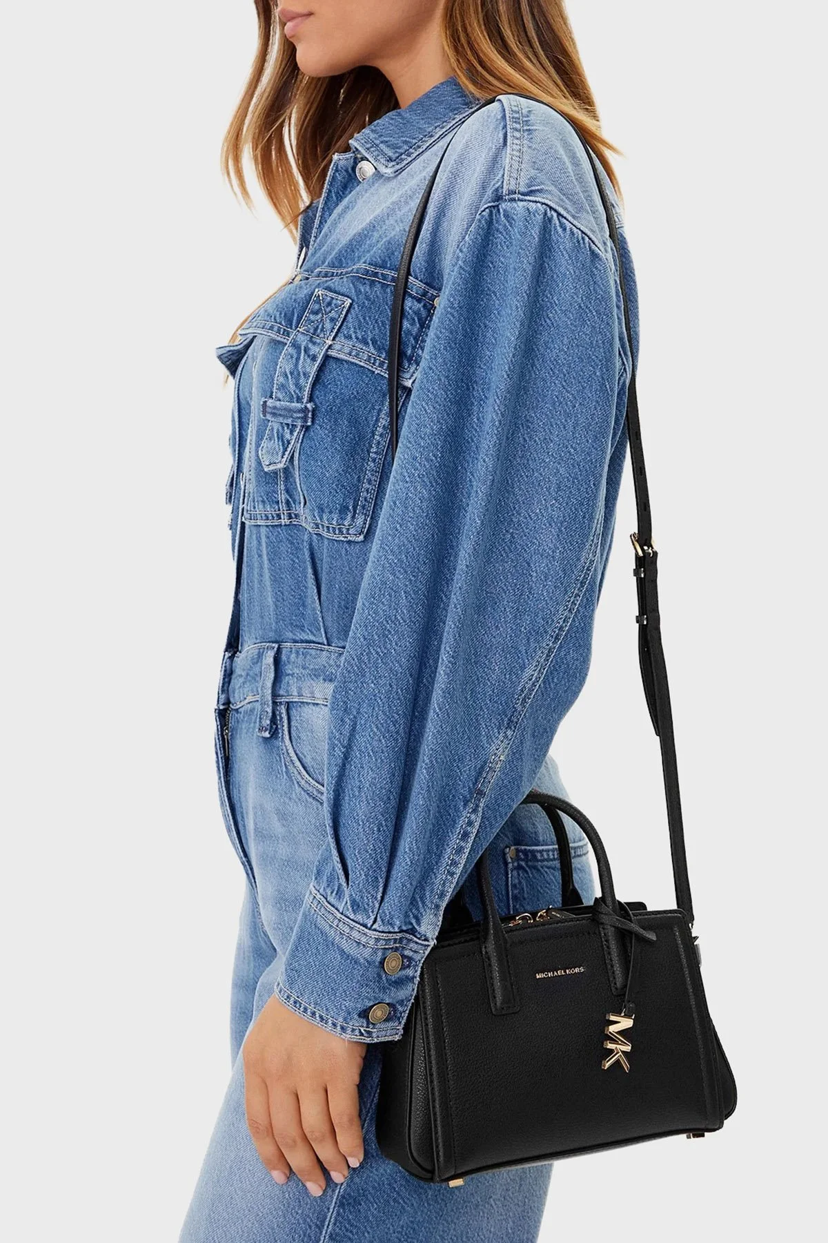 Michael Kors Deri Logolu Ayarlanabilir ve Çıkarılabilir Askılı 32F5G9IC0L001 Bayan Çanta 32F5G9IC0L 001 SİYAH - 2