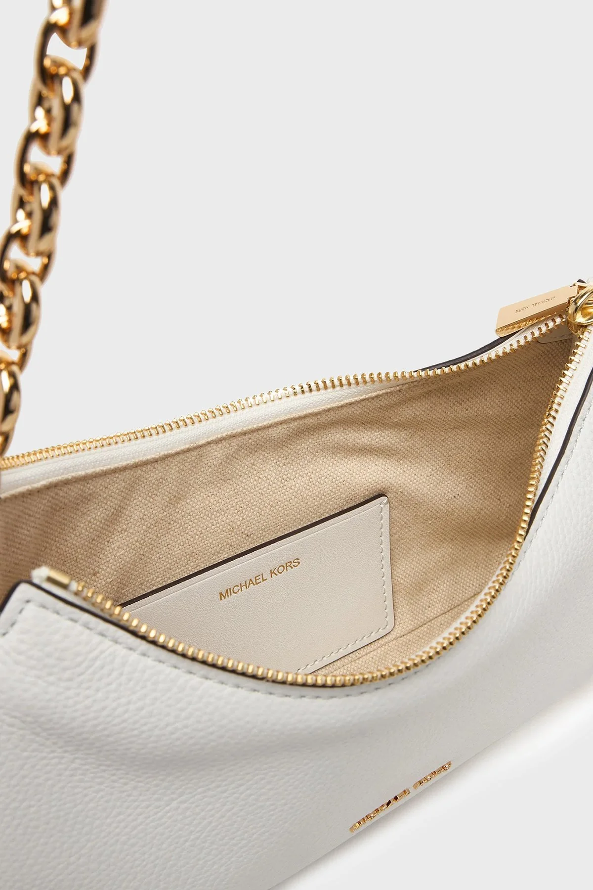 Michael Kors Deri Logolu Sabit Askılı Kadın Çanta 32R6GY5W8L 085 BEYAZ - 5