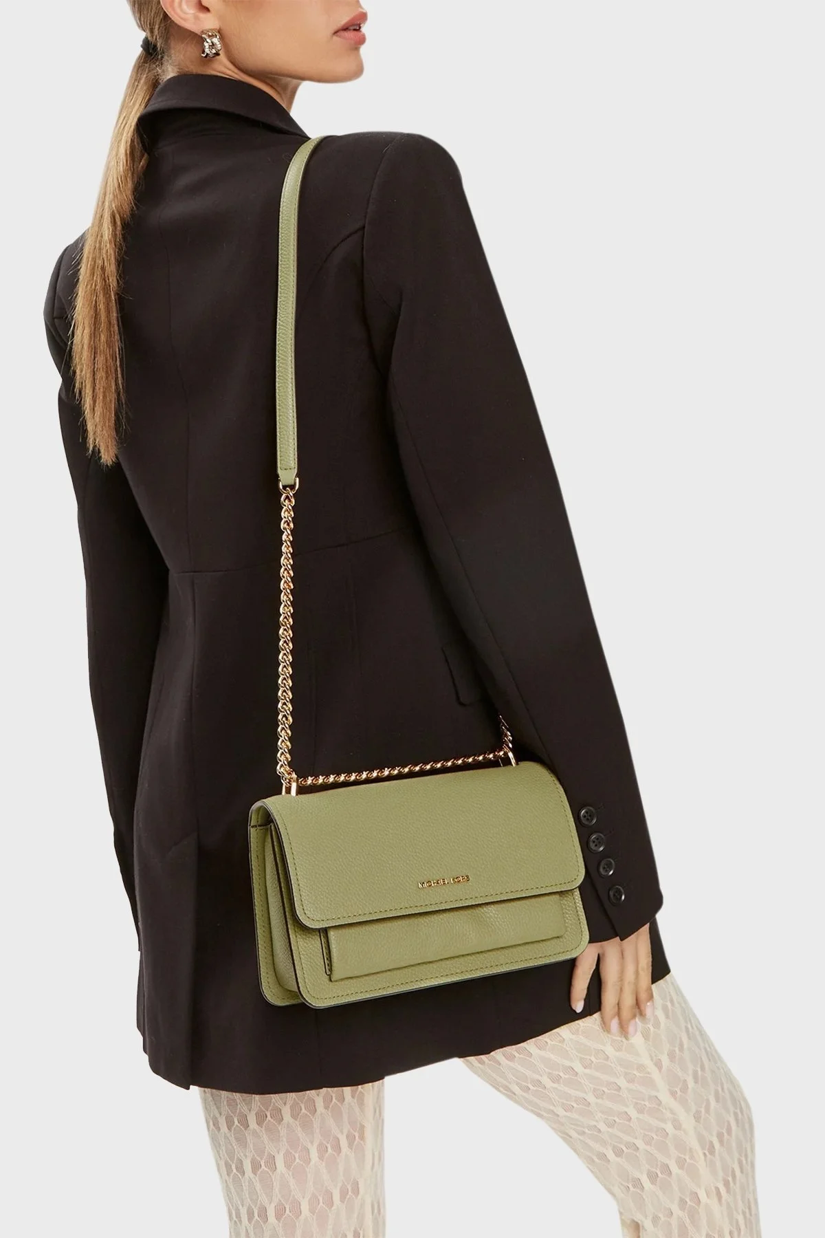 Michael Kors Deri Logolu Zincir Askılı 30T4GC7L3T334 Bayan Çanta 30T4GC7L3T 334 HAKİ - 8