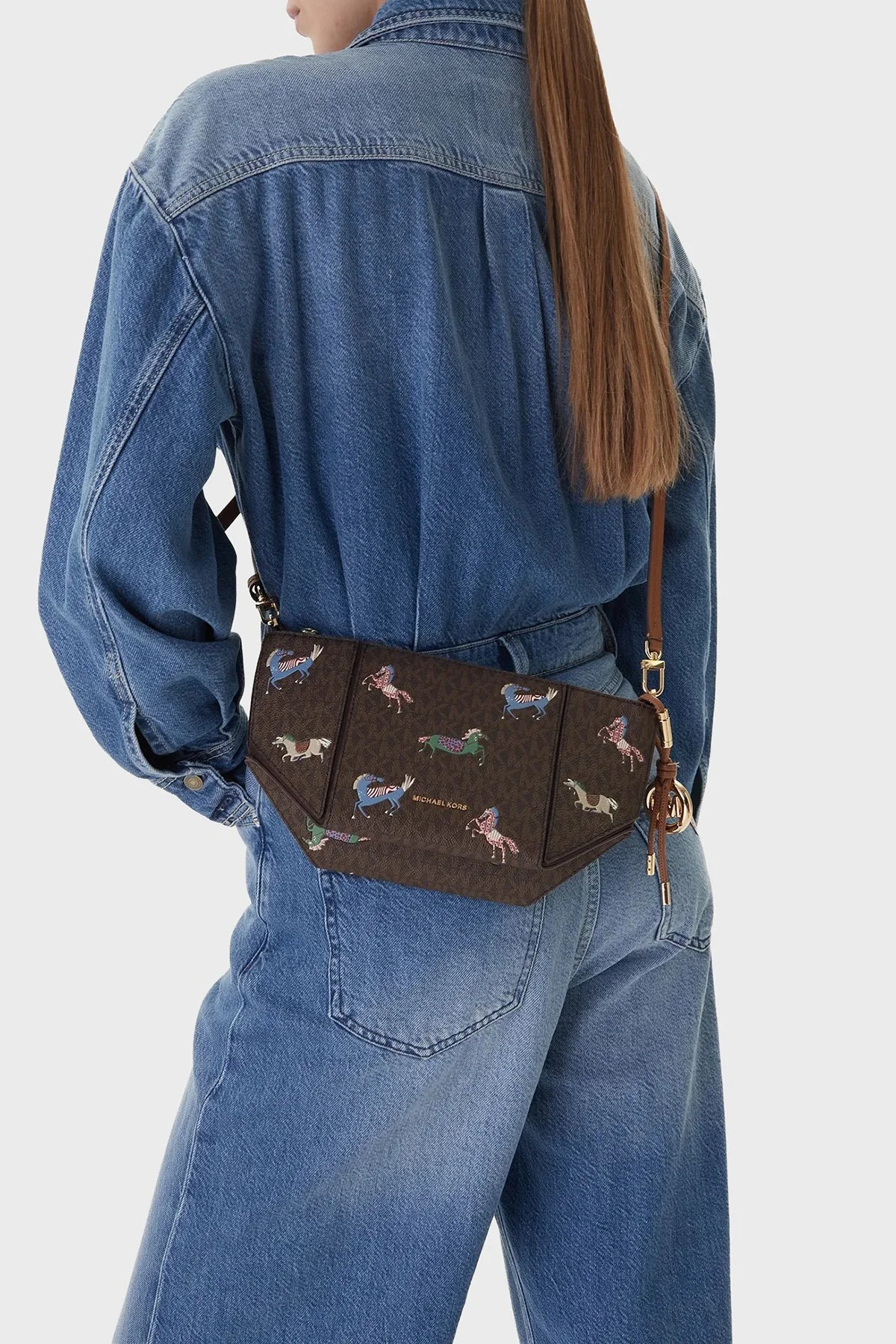 Michael Kors Desenli Ayarlanabilir ve Çıkarılabilir Askılı 32R6G9JC1U252 Bayan Çanta 32R6G9JC1U 252 KAHVE - 2