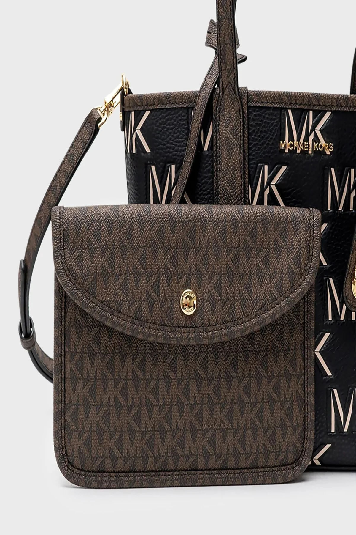 Michael Kors Eliza Küçük Ek lı Çıkarılabilir Uzatma Askılı 30F3GZAT0L292 Bayan Çanta 30F3GZAT0L 292 KAHVE-SİYAH - 4
