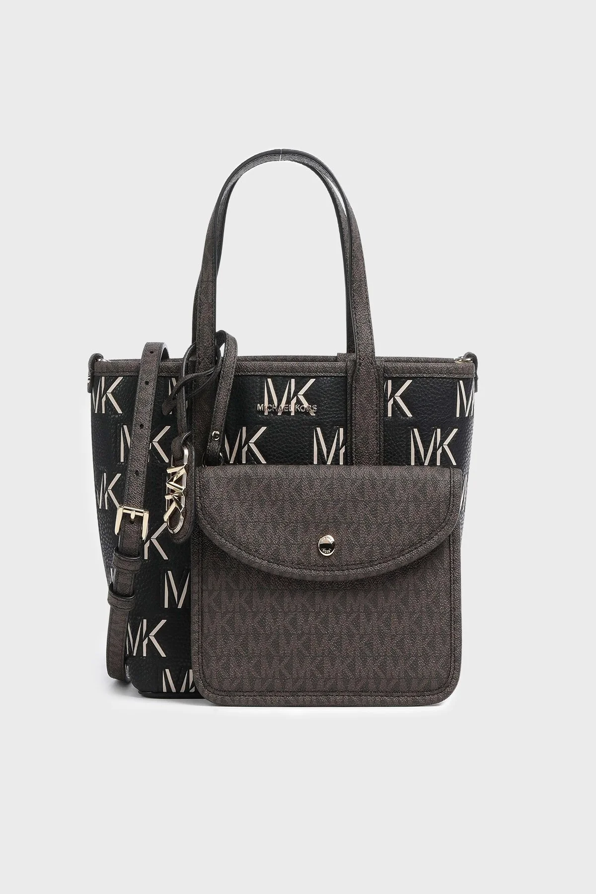 Michael Kors Eliza Küçük Ek lı Çıkarılabilir Uzatma Askılı 30F3GZAT0L292 Bayan Çanta 30F3GZAT0L 292 KAHVE-SİYAH - 5