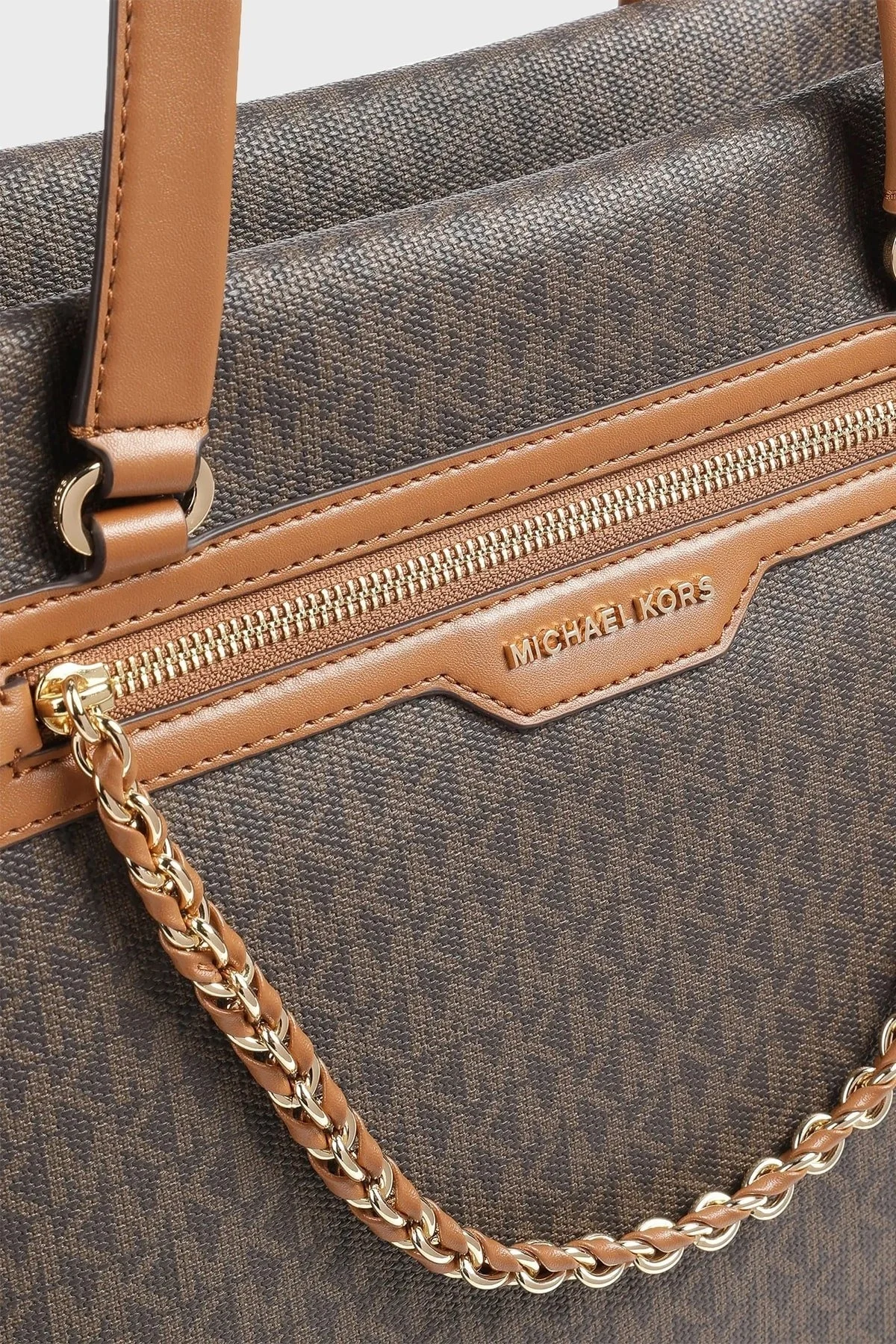 Michael Kors Fermuarlı Büyük 30R3G04T3B Bayan Çanta 30R3G04T3B BRN ACORN KAHVE - 5
