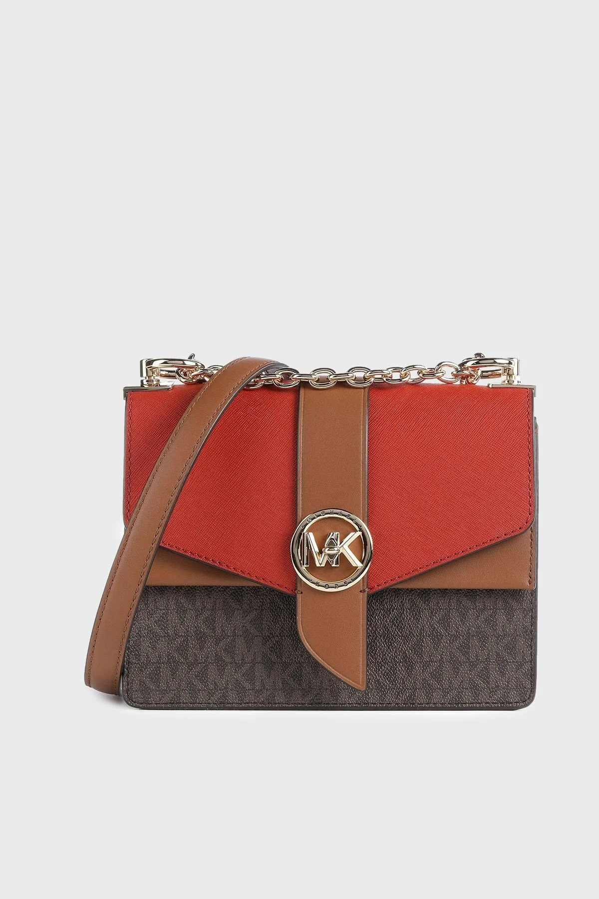 Michael Kors Greenwich Zincir Askılı Saffiano Deri Çapraz 32S1GGRC0B982 Bayan Çanta 32S1GGRC0B 982 KIRMIZI-KAHVE - 1