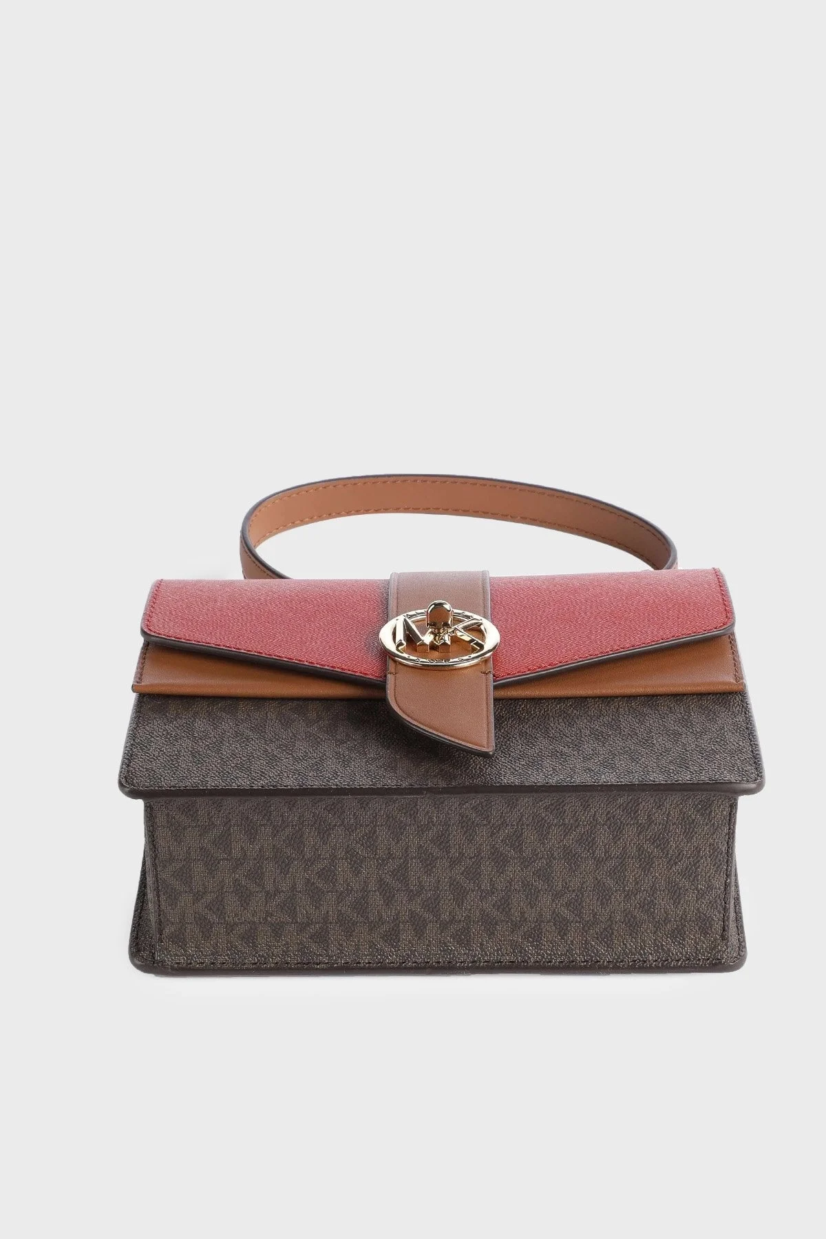 Michael Kors Greenwich Zincir Askılı Saffiano Deri Çapraz 32S1GGRC0B982 Bayan Çanta 32S1GGRC0B 982 KIRMIZI-KAHVE - 3