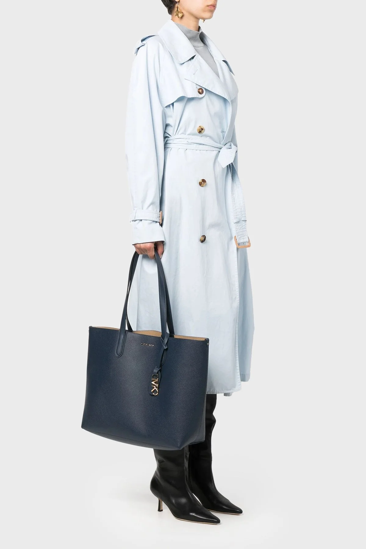 Michael Kors Hakiki Deri Büyük 30F3GZAT4T406 Kadın Çanta 30F3GZAT4T 406 LACİVERT - 2