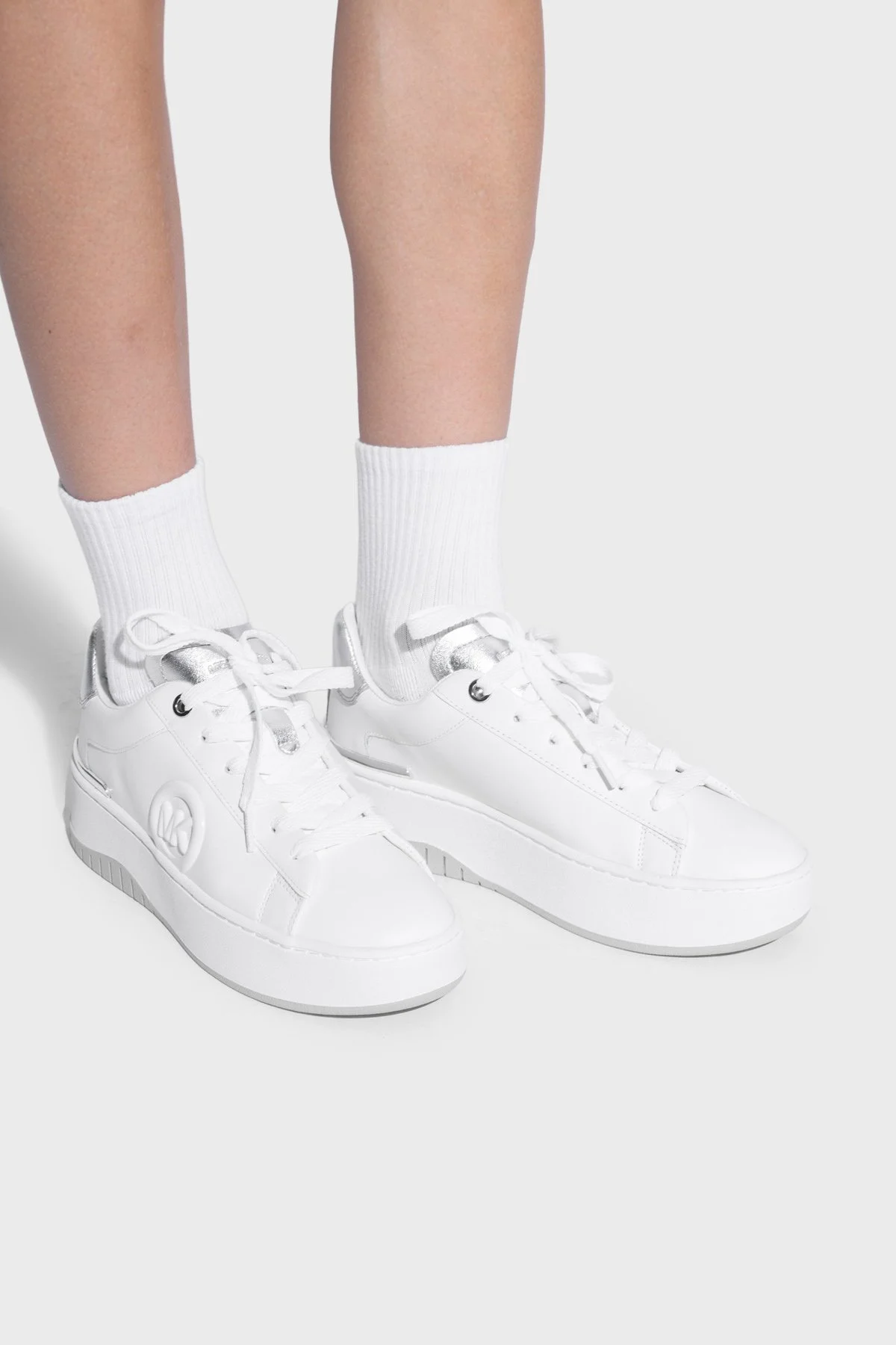 Michael Kors Hakiki Deri Logolu Sneaker 43R6DTFS4L040 Kadın Ayakkabı 43R6DTFS4L 040 BEYAZ - 2